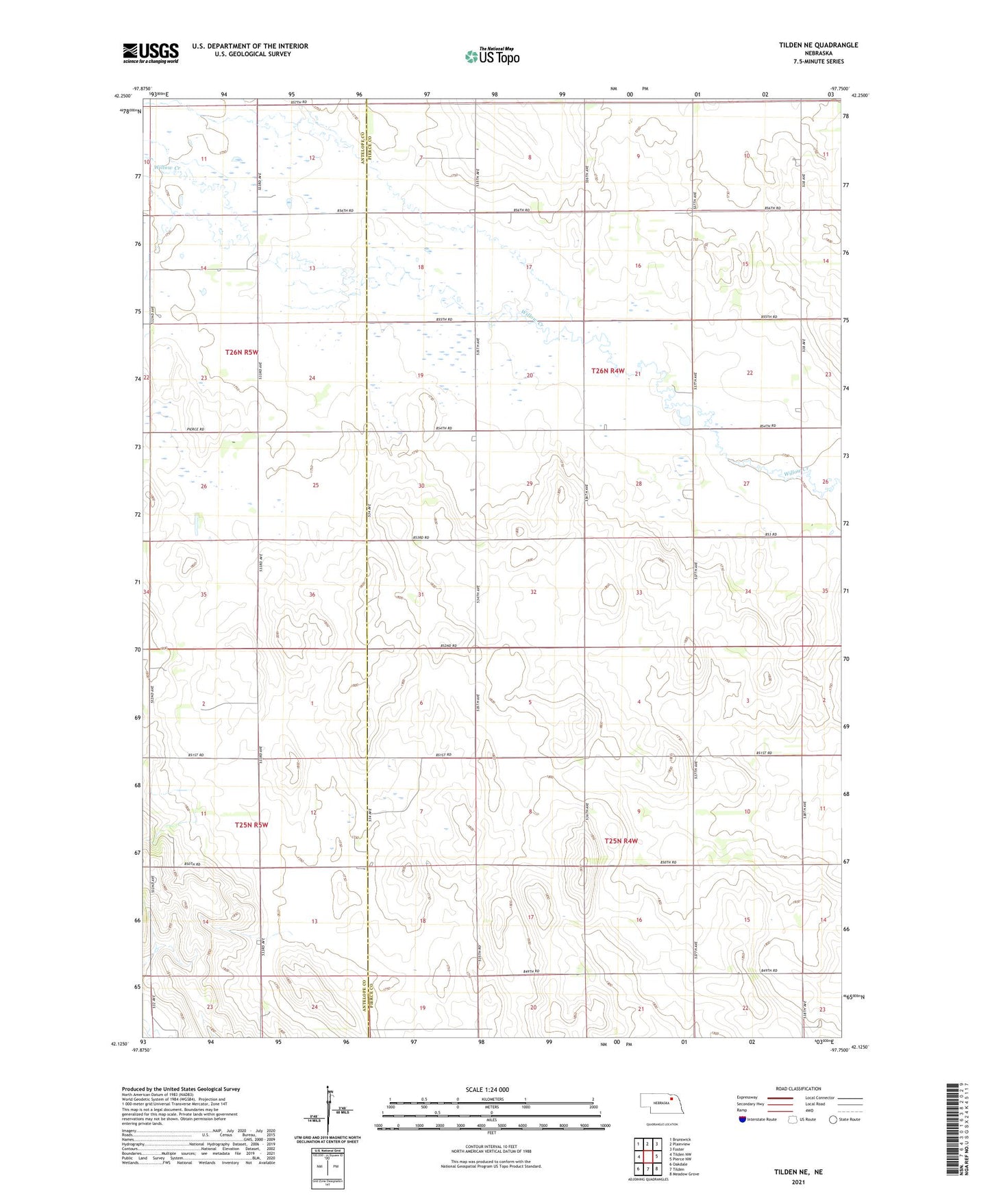 Tilden NE Nebraska US Topo Map Image