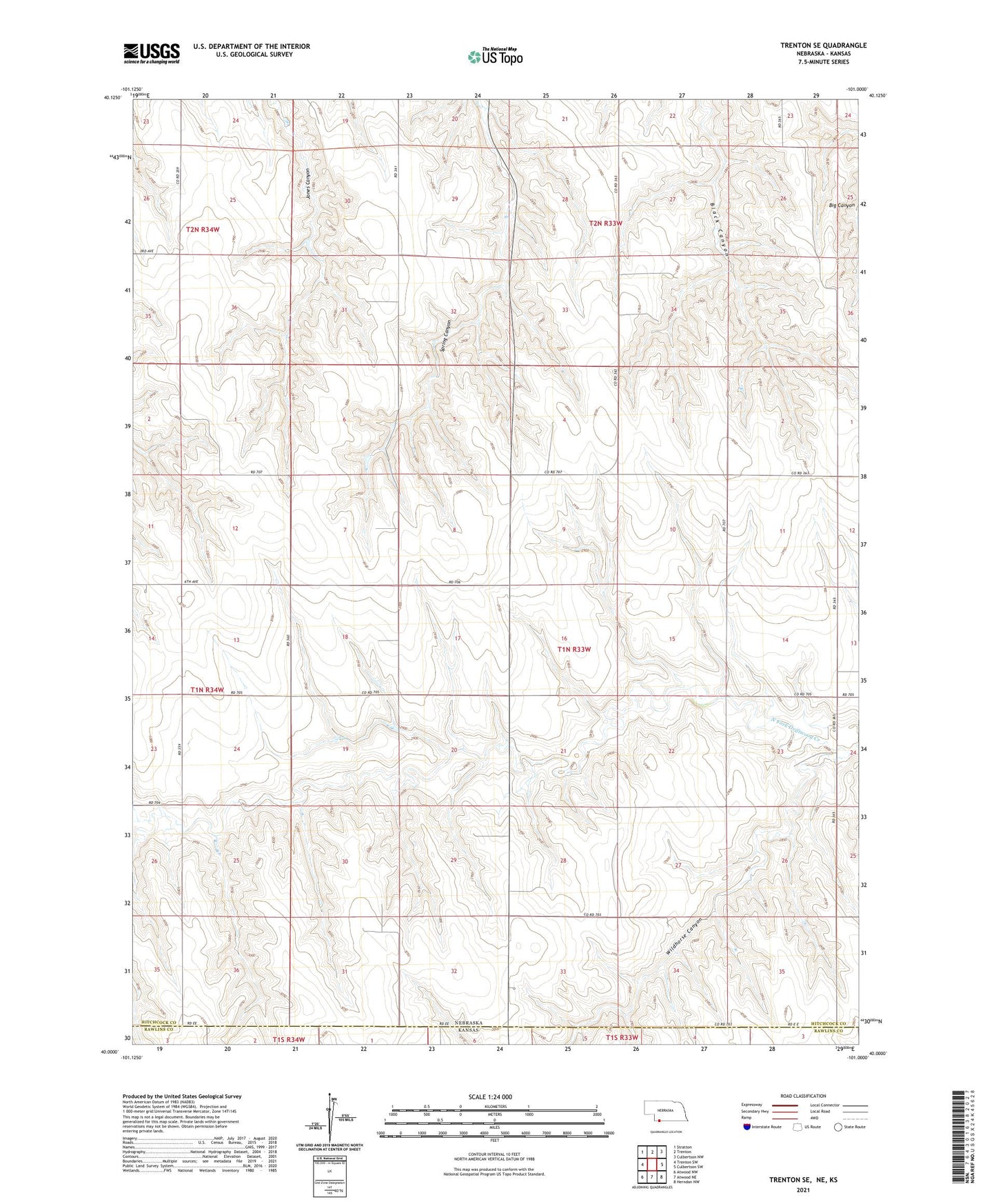 Trenton SE Nebraska US Topo Map Image