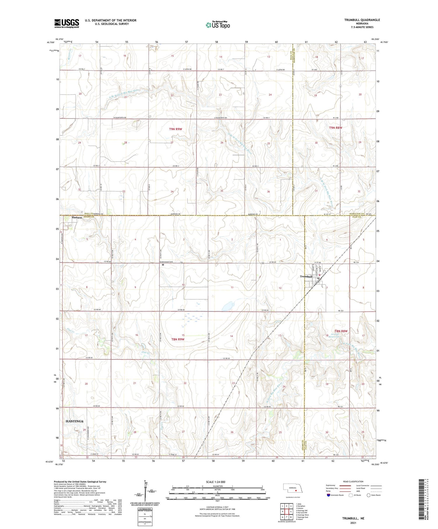 Trumbull Nebraska US Topo Map Image
