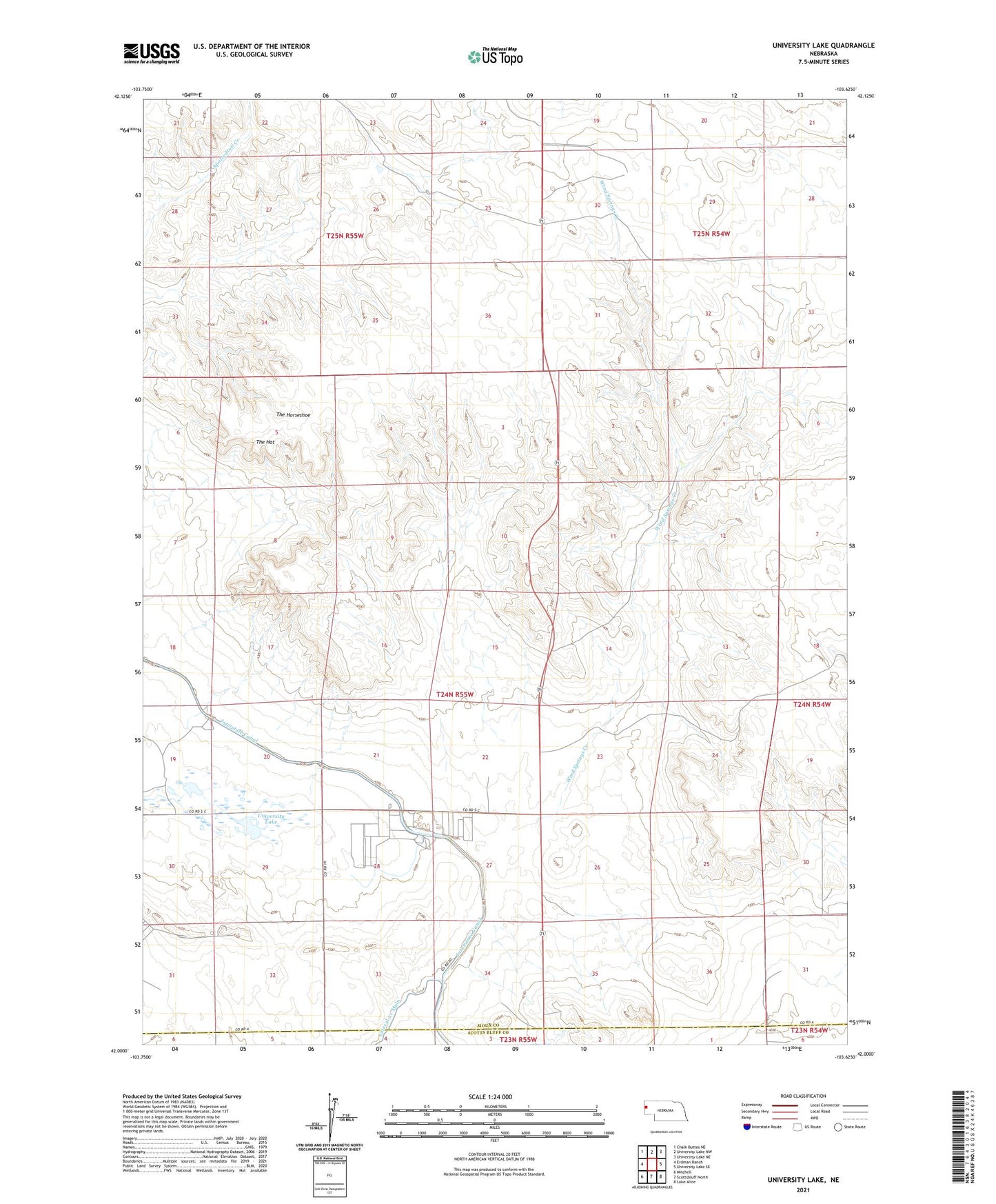 University Lake Nebraska US Topo Map Image