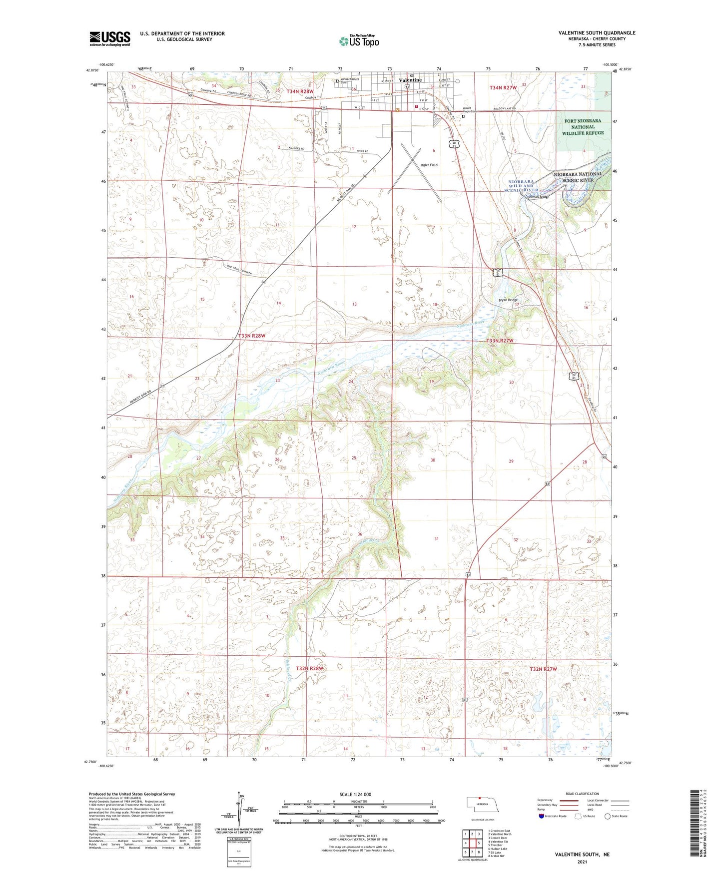 Valentine South Nebraska US Topo Map Image
