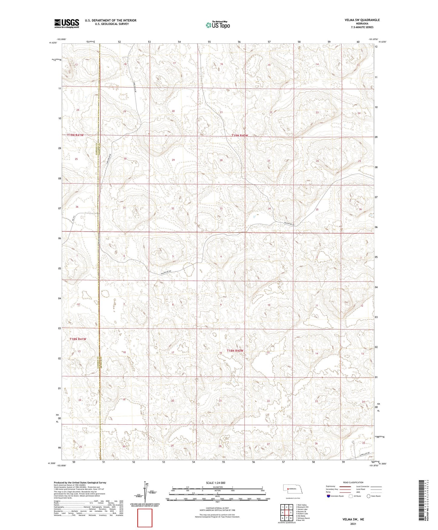 Velma SW Nebraska US Topo Map Image