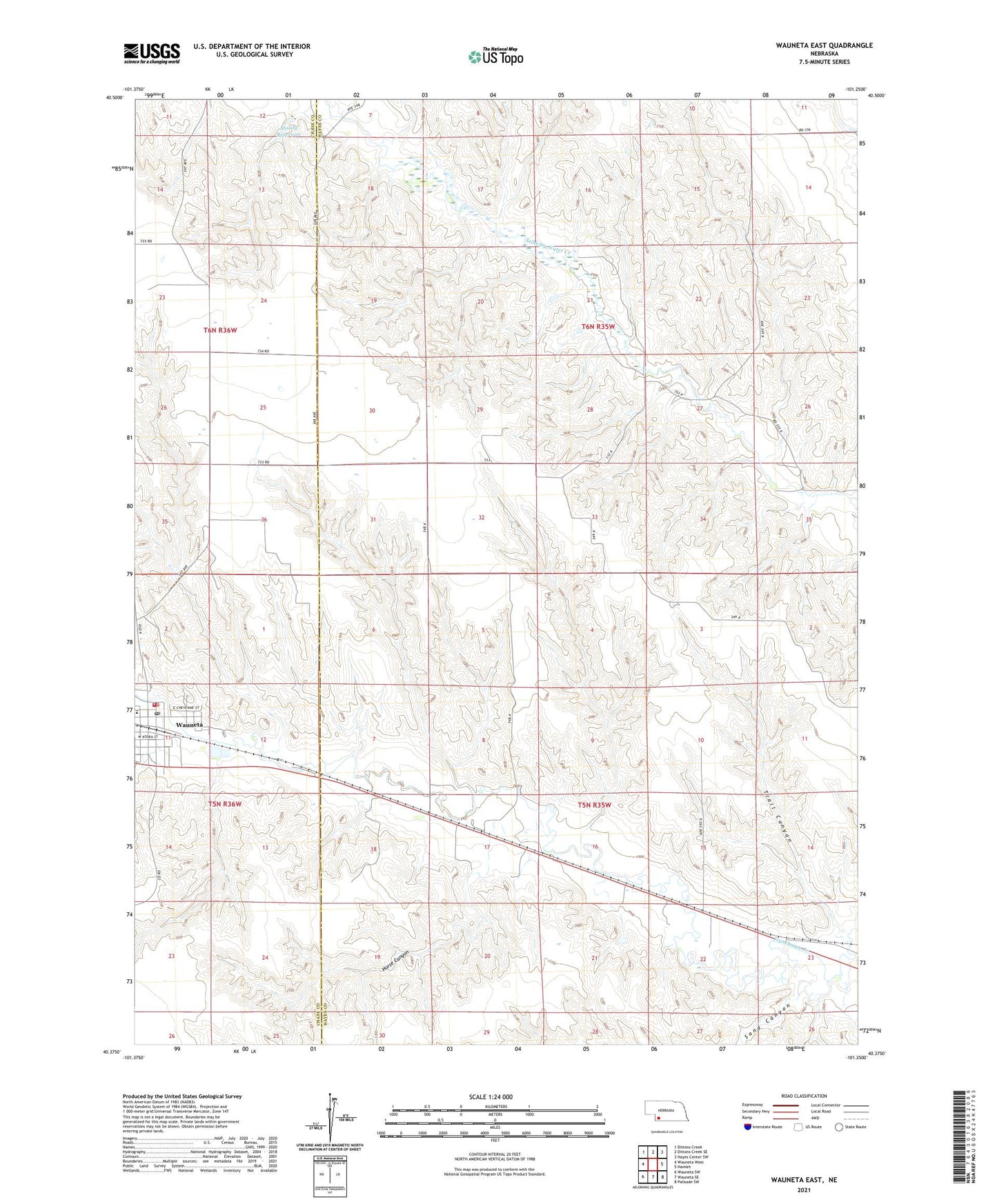 Wauneta East Nebraska US Topo Map Image
