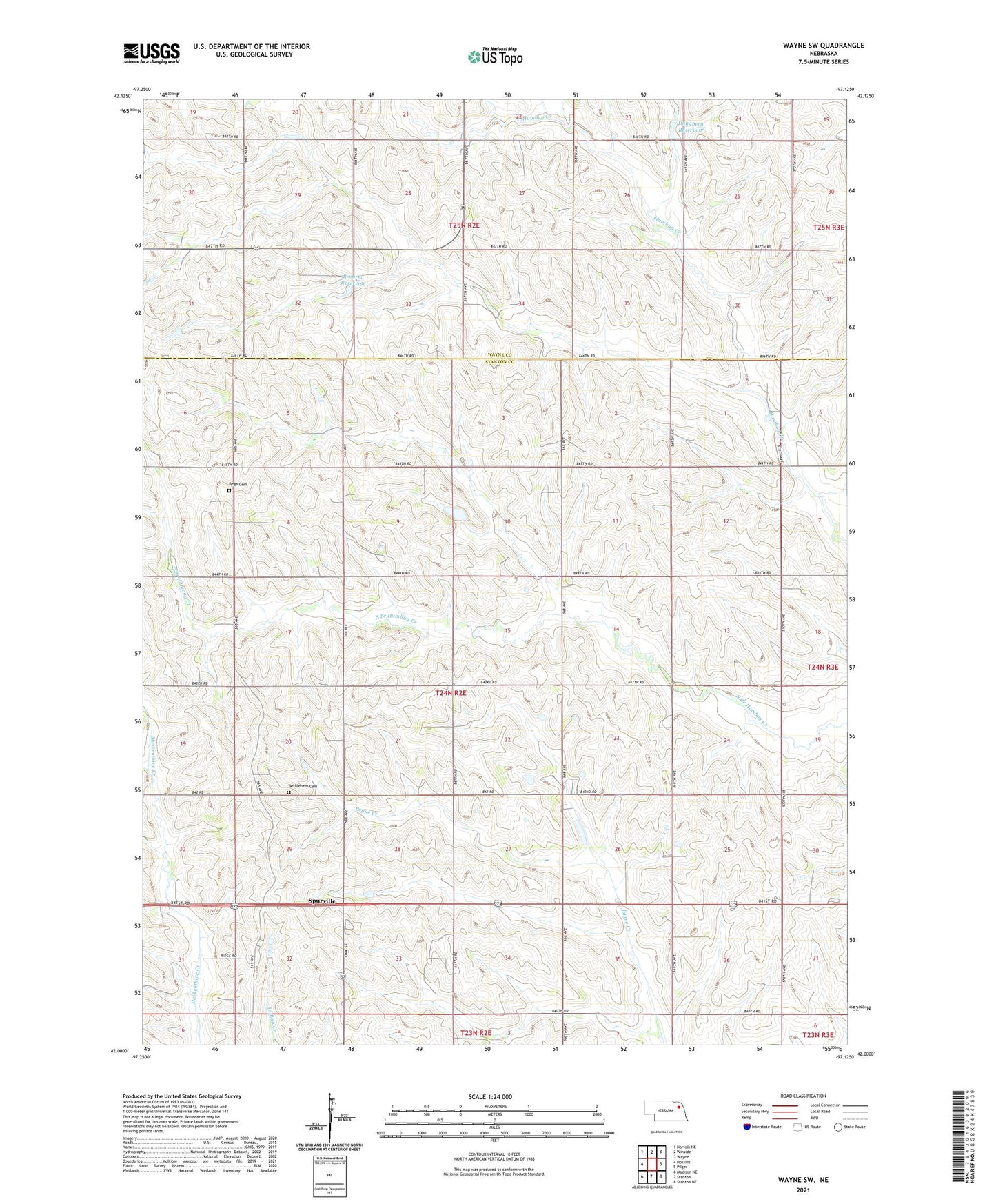 Wayne SW Nebraska US Topo Map Image