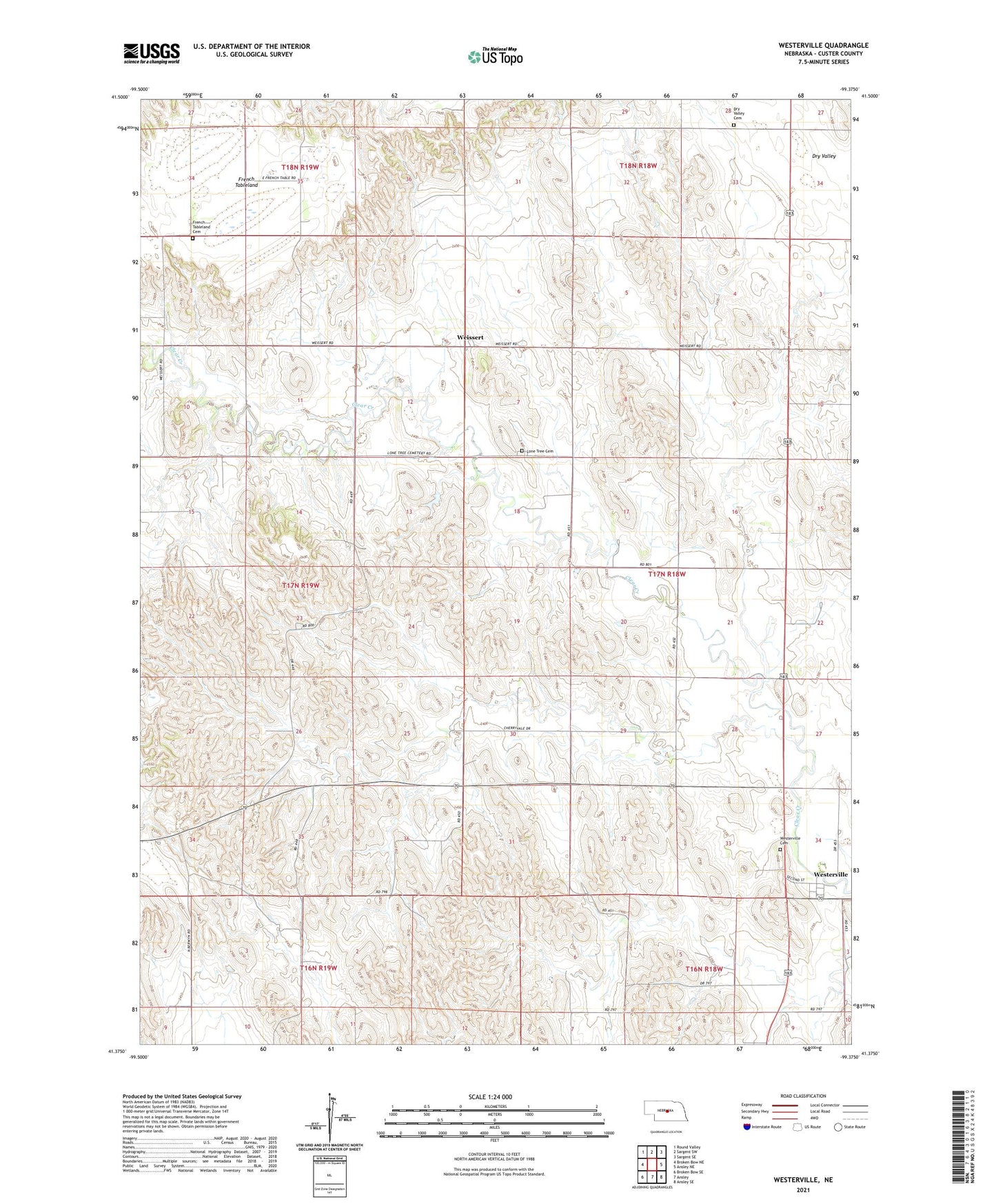 Westerville Nebraska US Topo Map Image