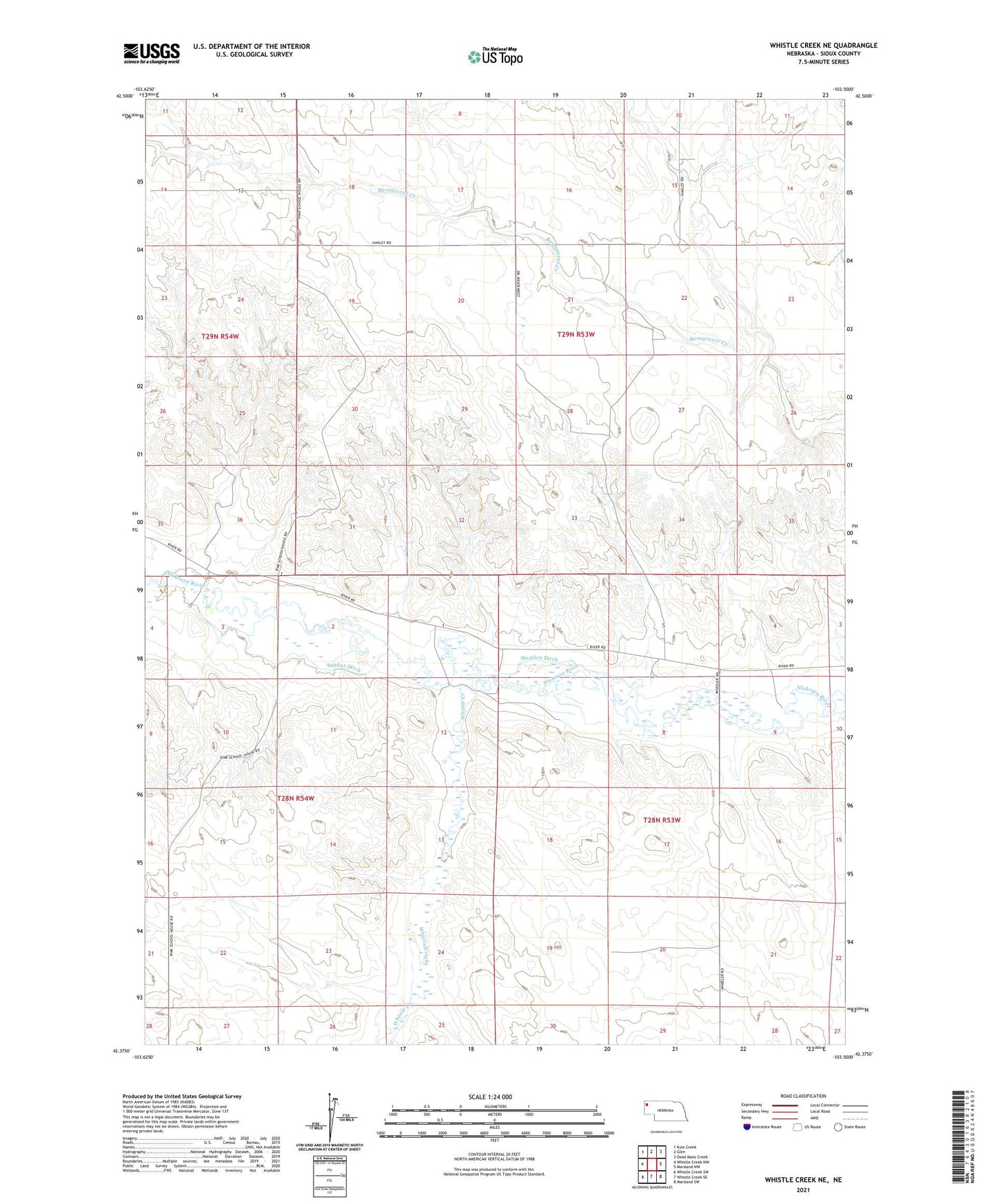 Whistle Creek NE Nebraska US Topo Map Image