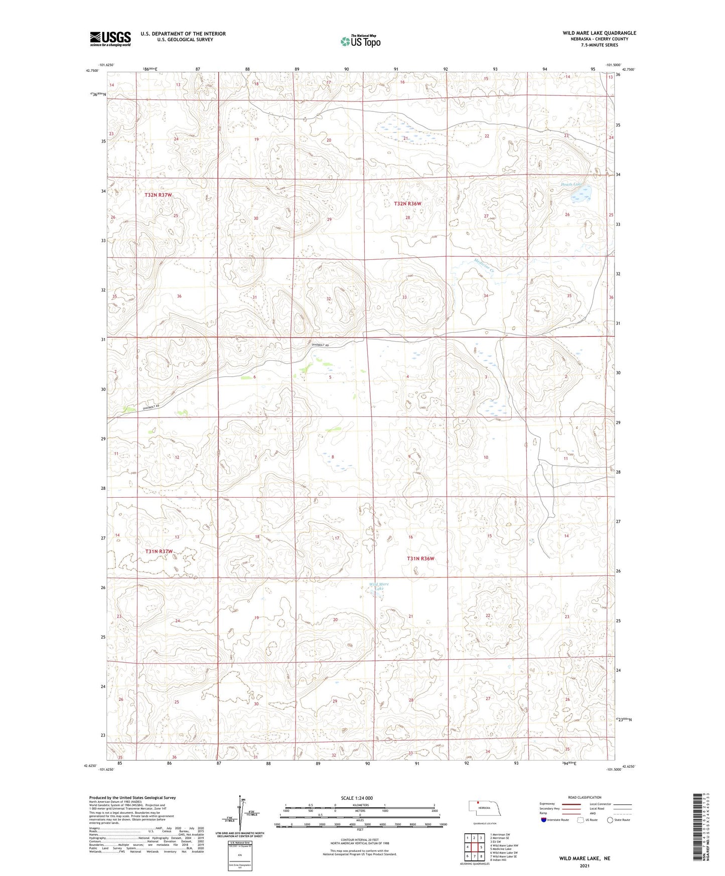 Wild Mare Lake Nebraska US Topo Map Image