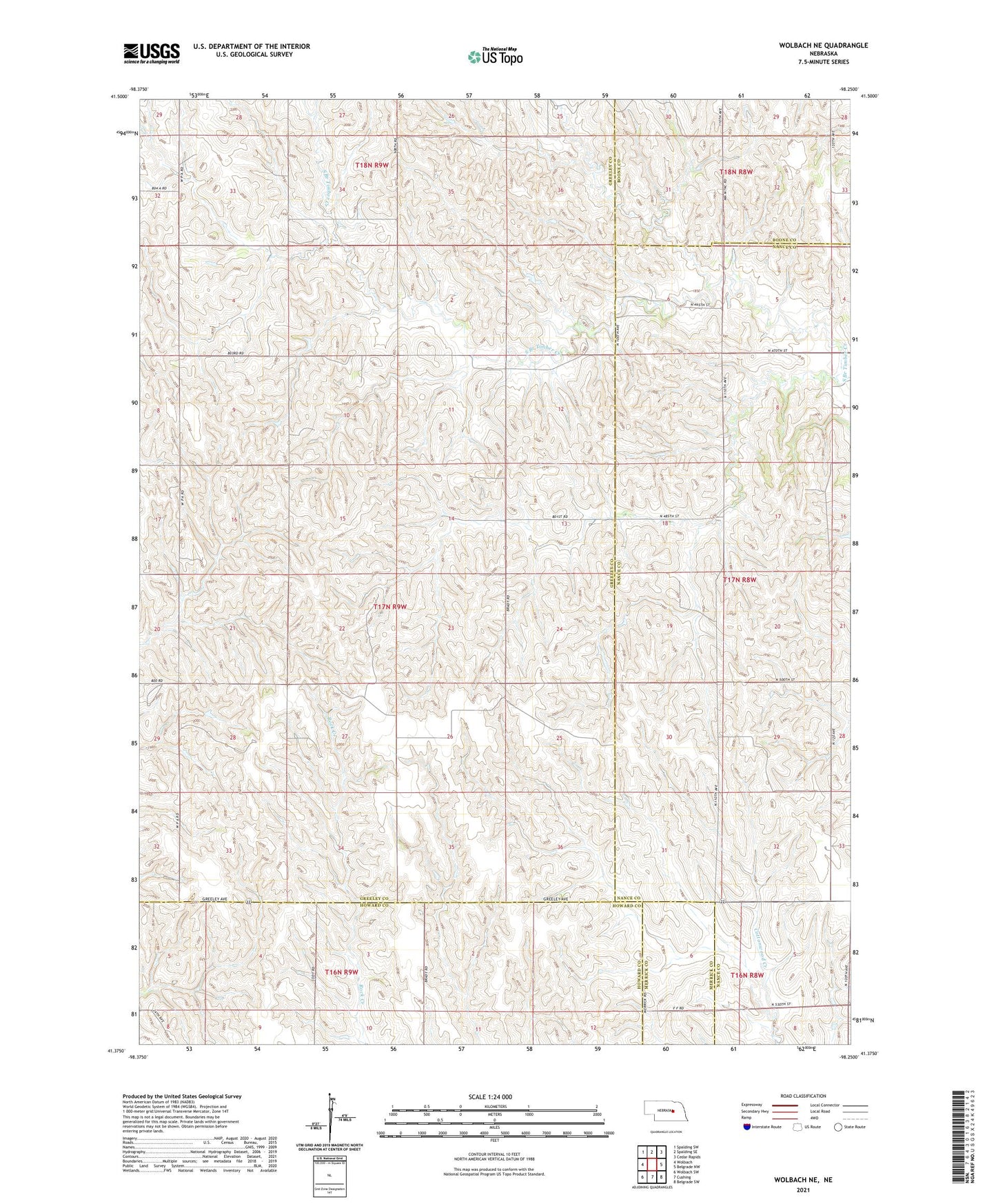 Wolbach NE Nebraska US Topo Map Image