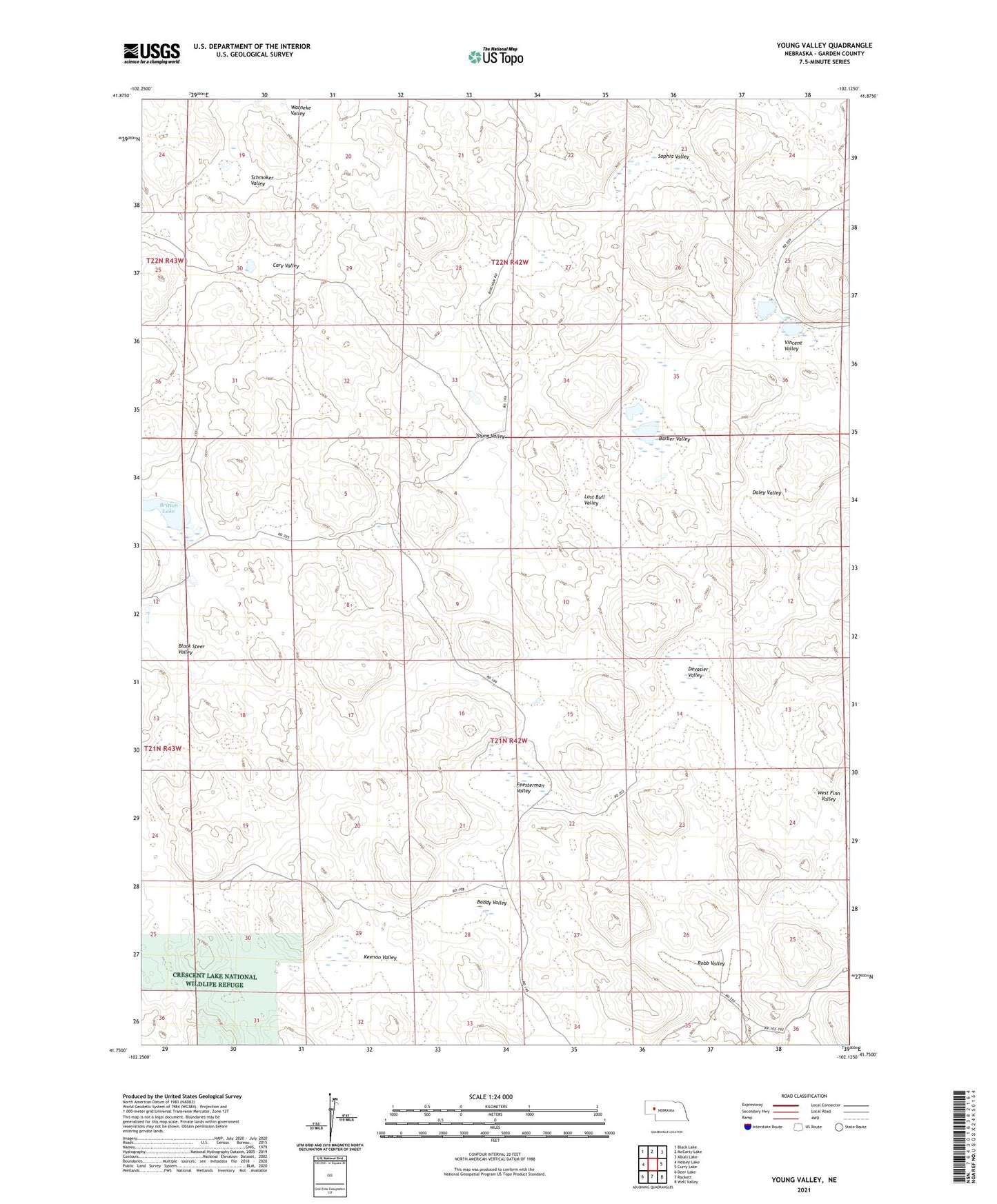 Young Valley Nebraska US Topo Map Image