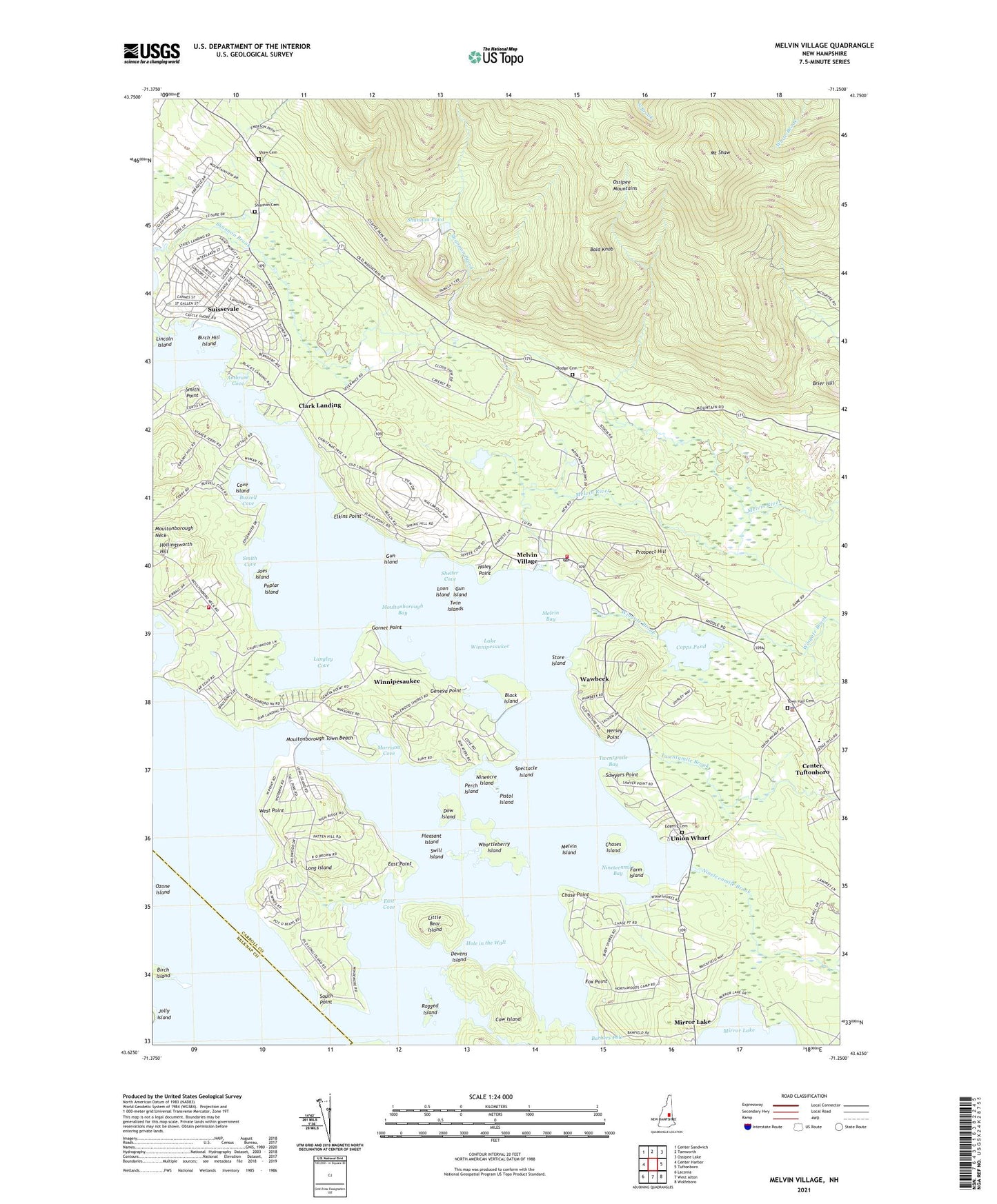 Melvin Village New Hampshire US Topo Map Image