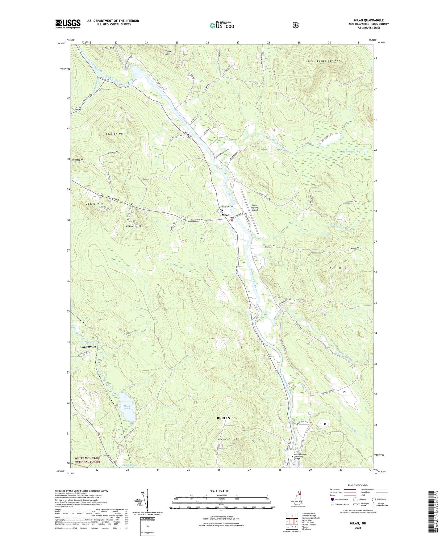 Milan New Hampshire US Topo Map Image