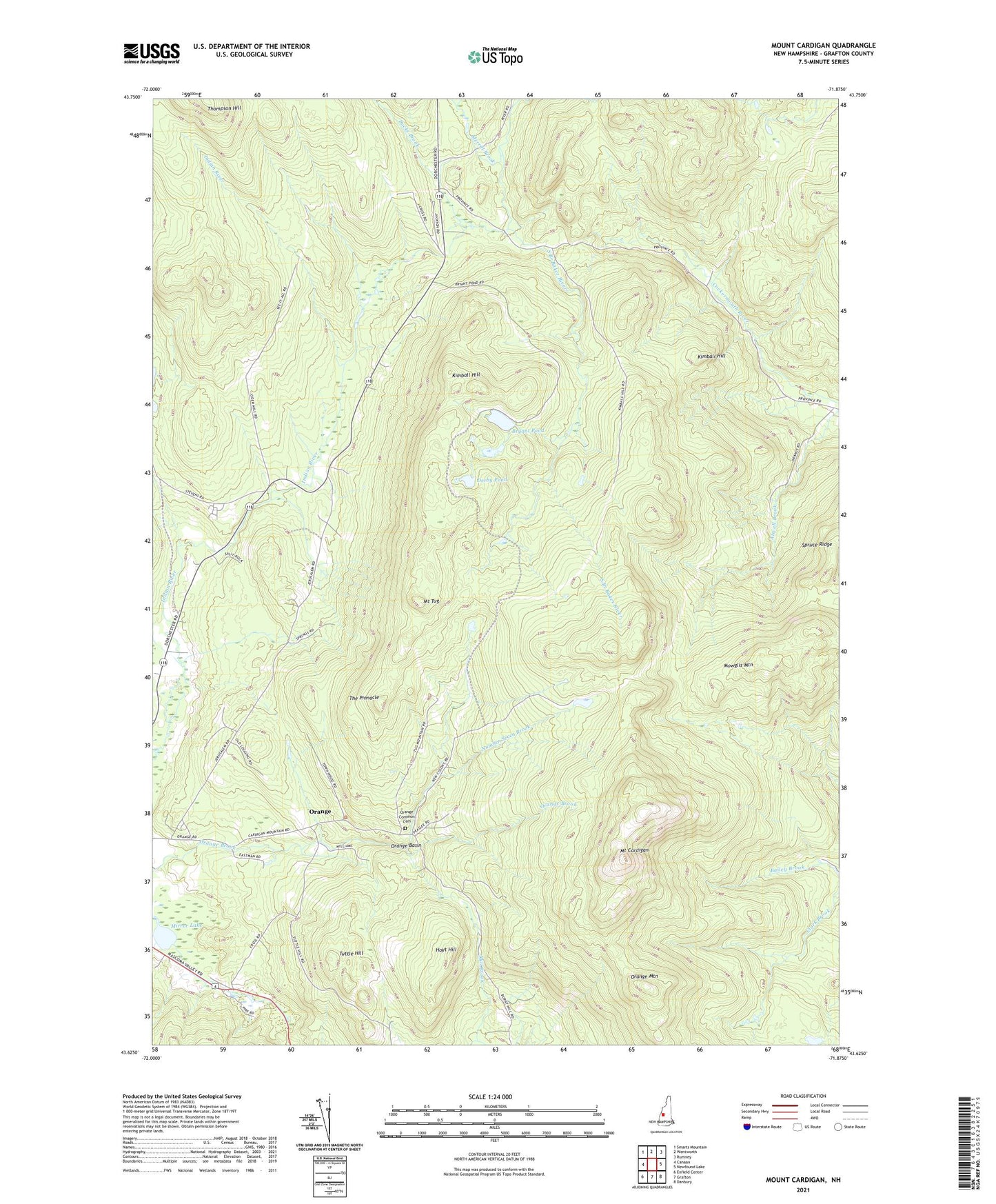 Mount Cardigan New Hampshire US Topo Map Image