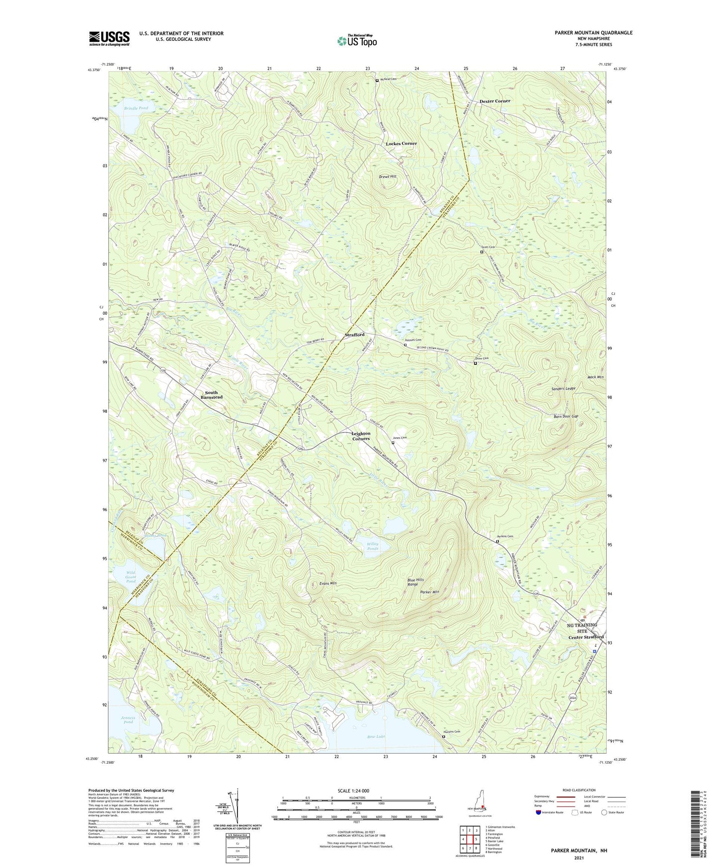 Parker Mountain New Hampshire US Topo Map Image