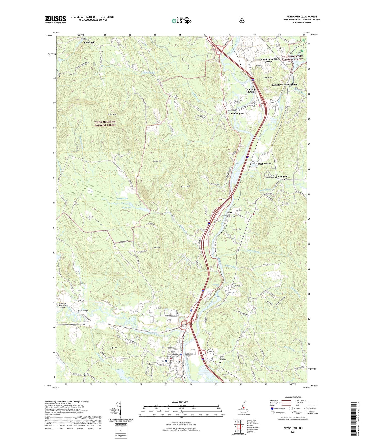 Plymouth New Hampshire US Topo Map Image
