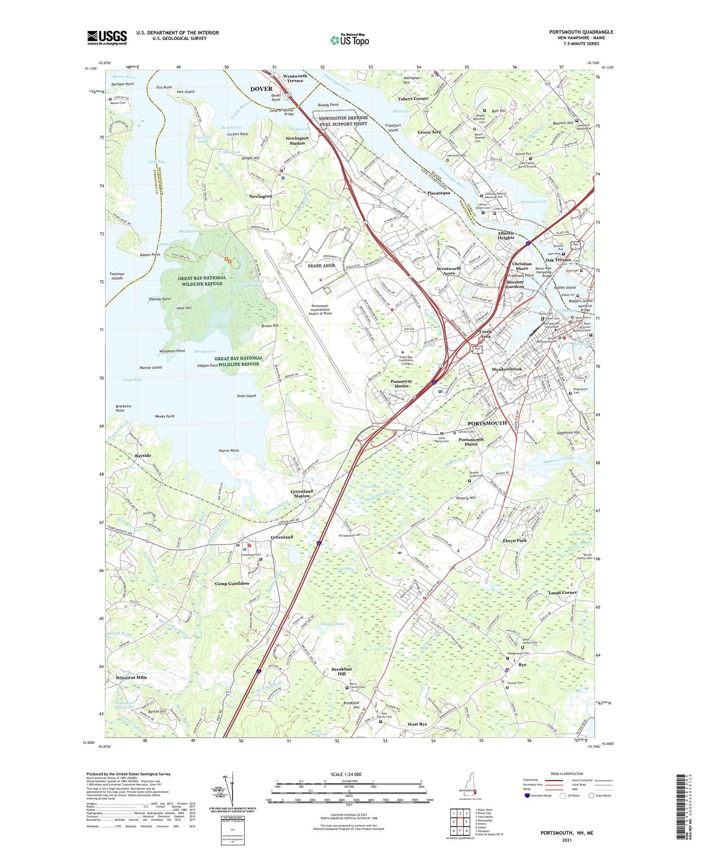 Portsmouth New Hampshire US Topo Map Image
