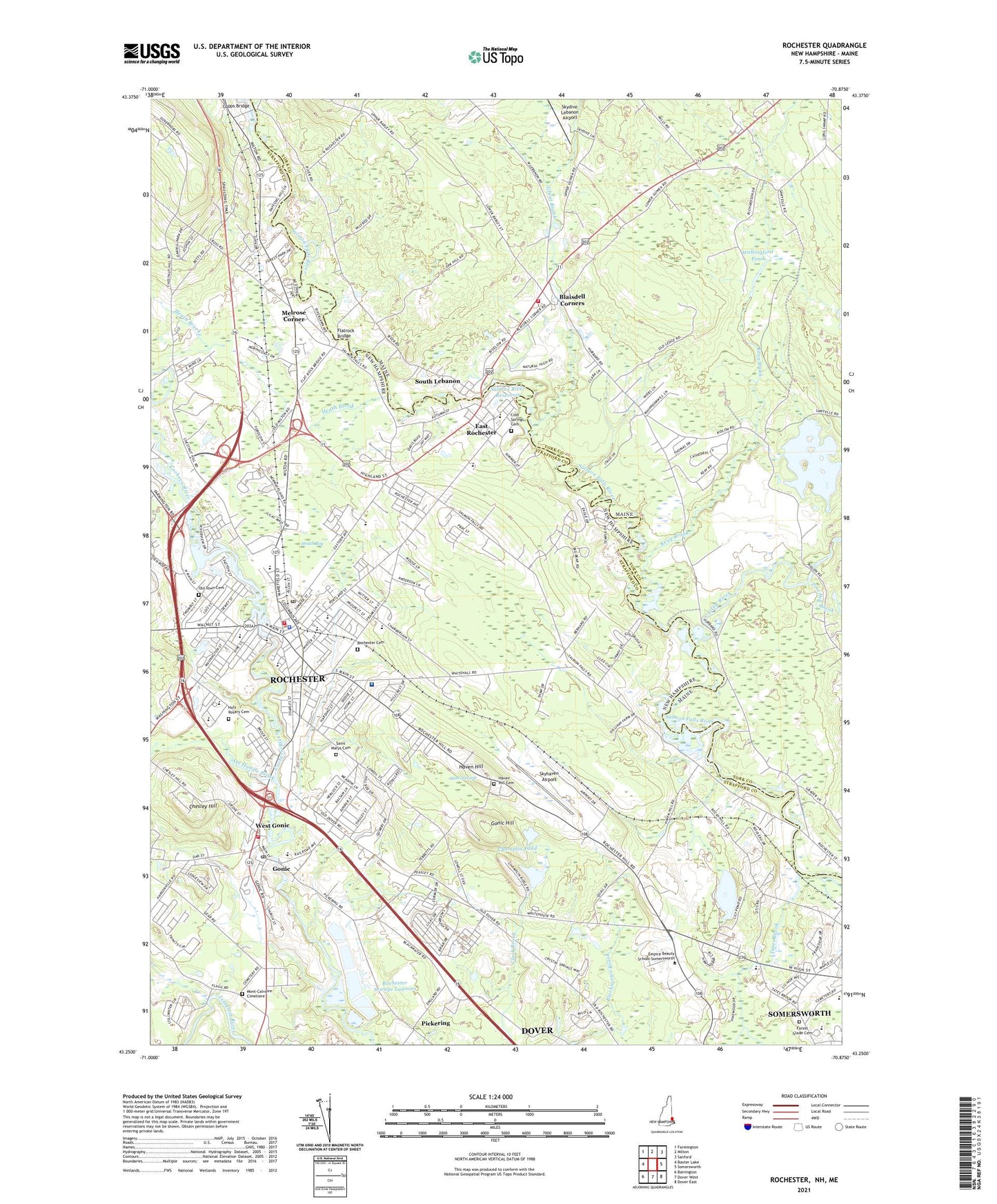 Rochester New Hampshire US Topo Map Image
