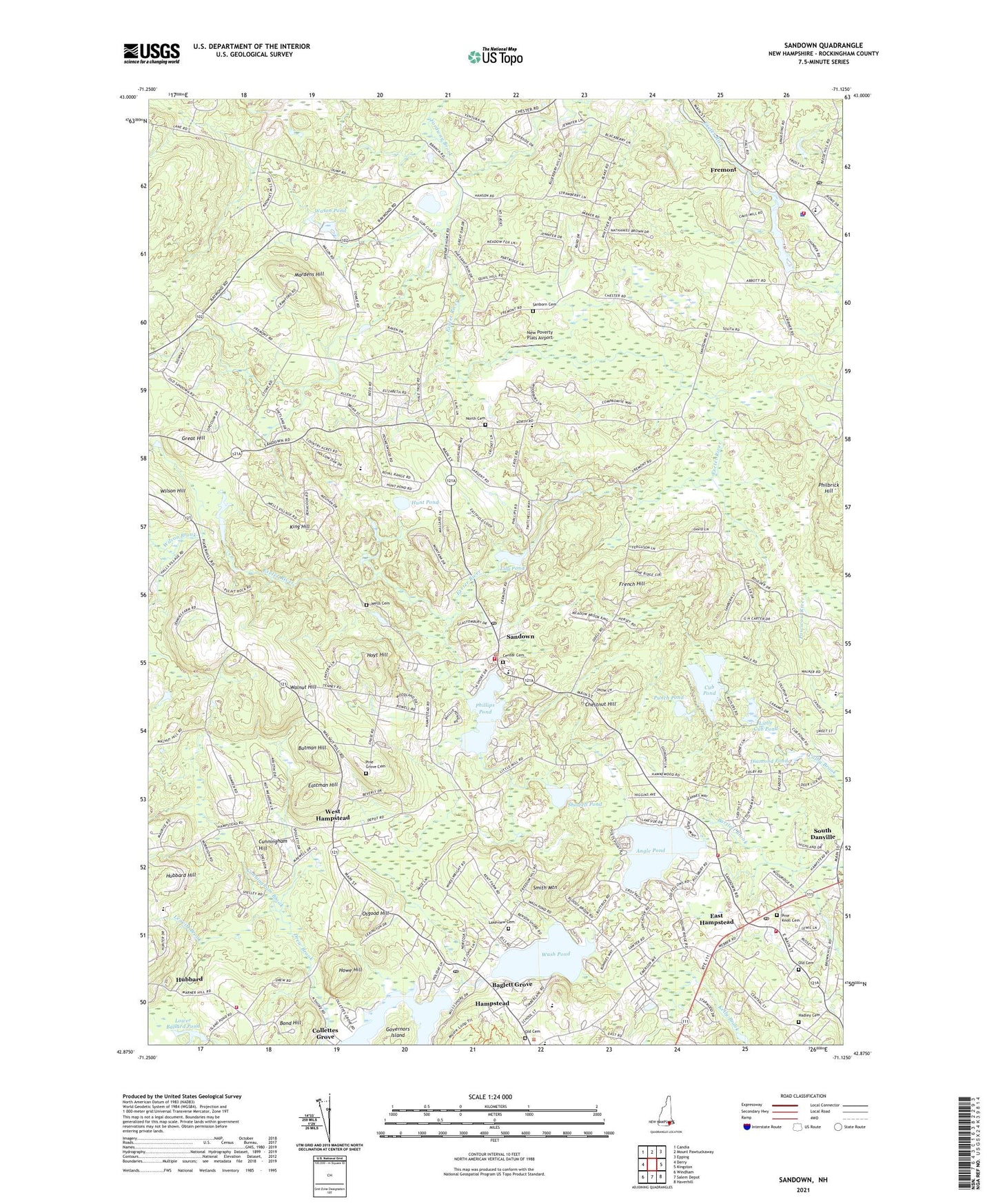 Sandown New Hampshire US Topo Map Image