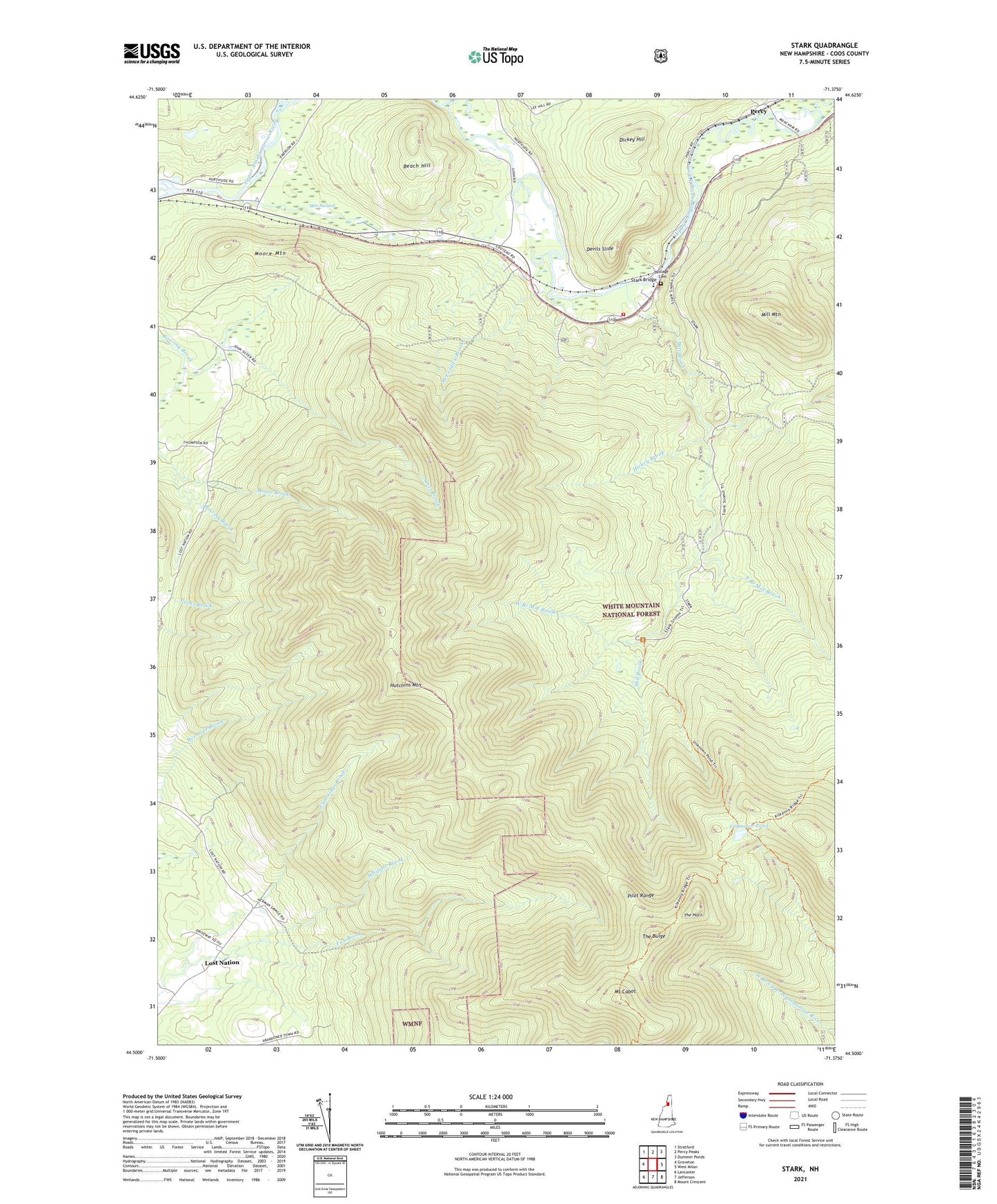 Stark New Hampshire US Topo Map Image