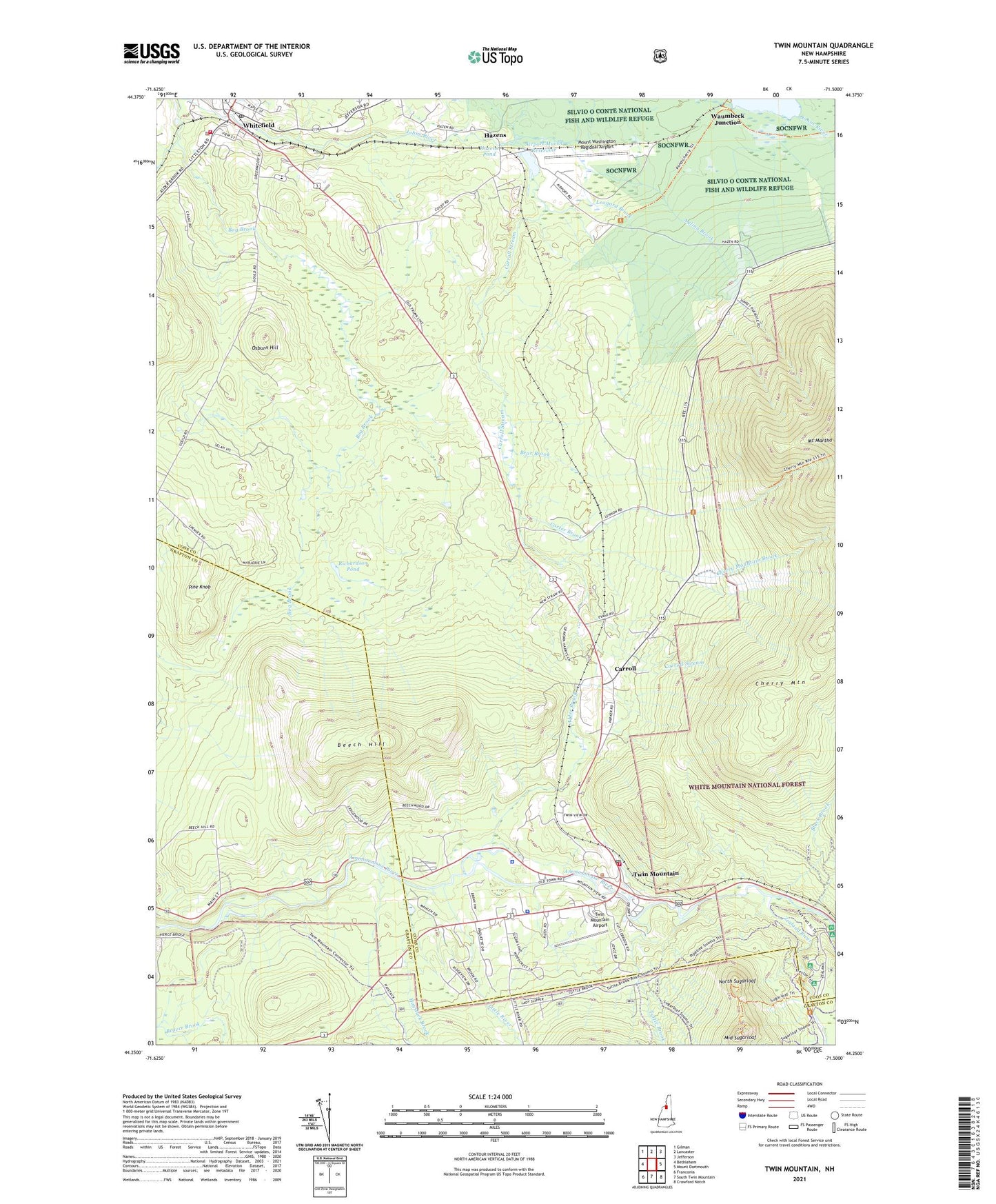 Twin Mountain New Hampshire US Topo Map Image