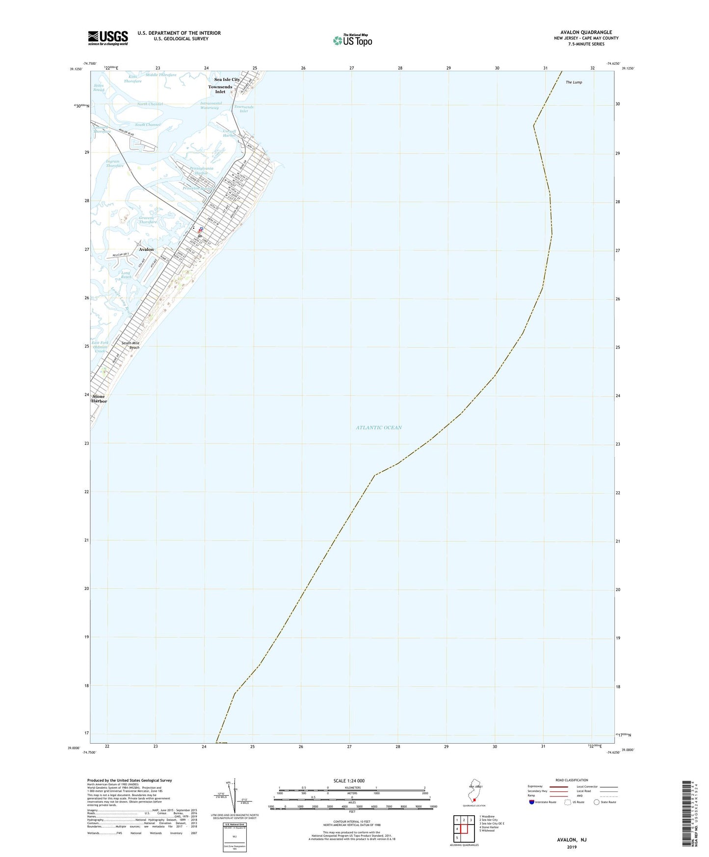 Avalon New Jersey US Topo Map Image