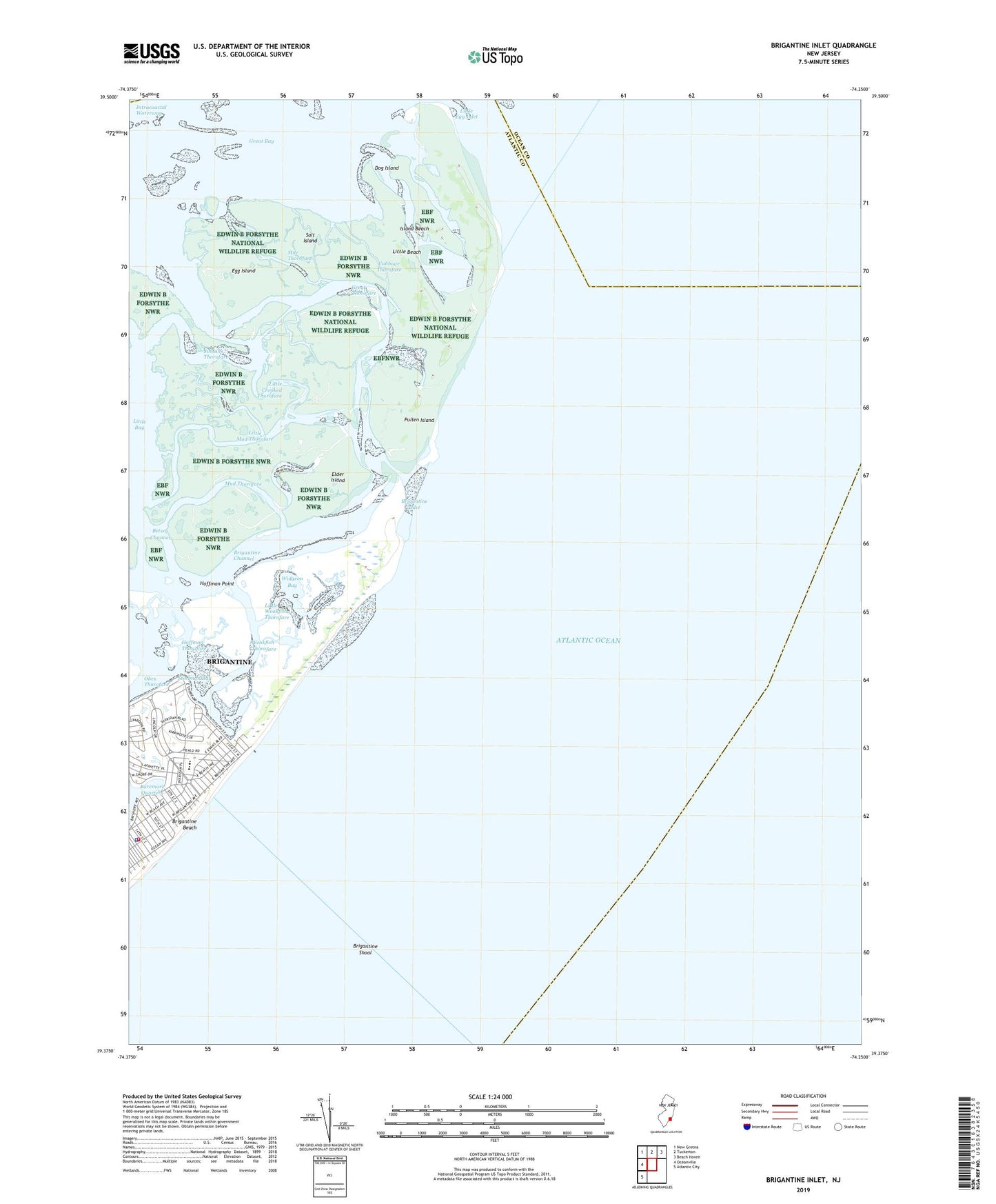 Brigantine Inlet New Jersey US Topo Map Image