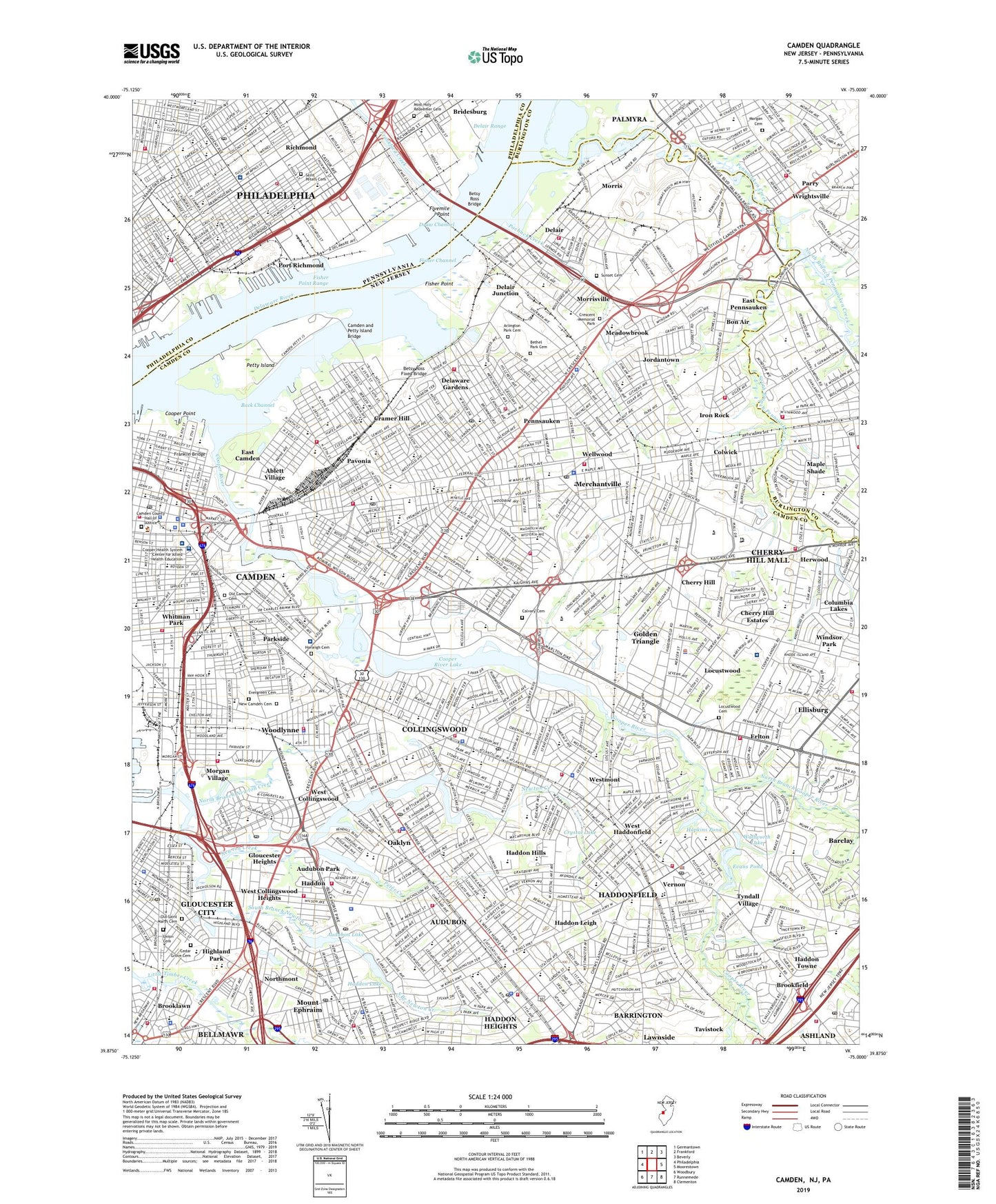 Camden New Jersey US Topo Map Image
