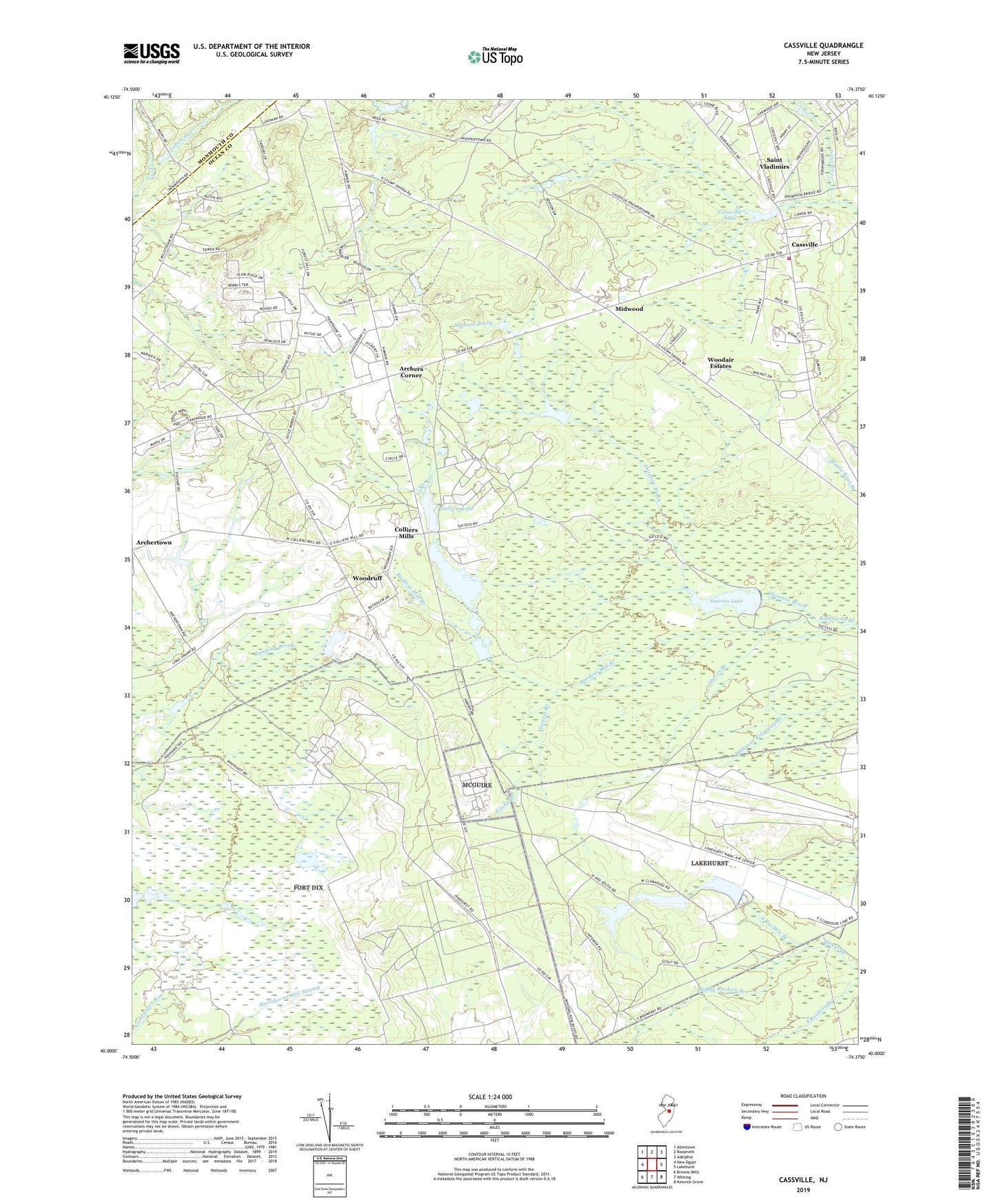 Cassville New Jersey US Topo Map Image