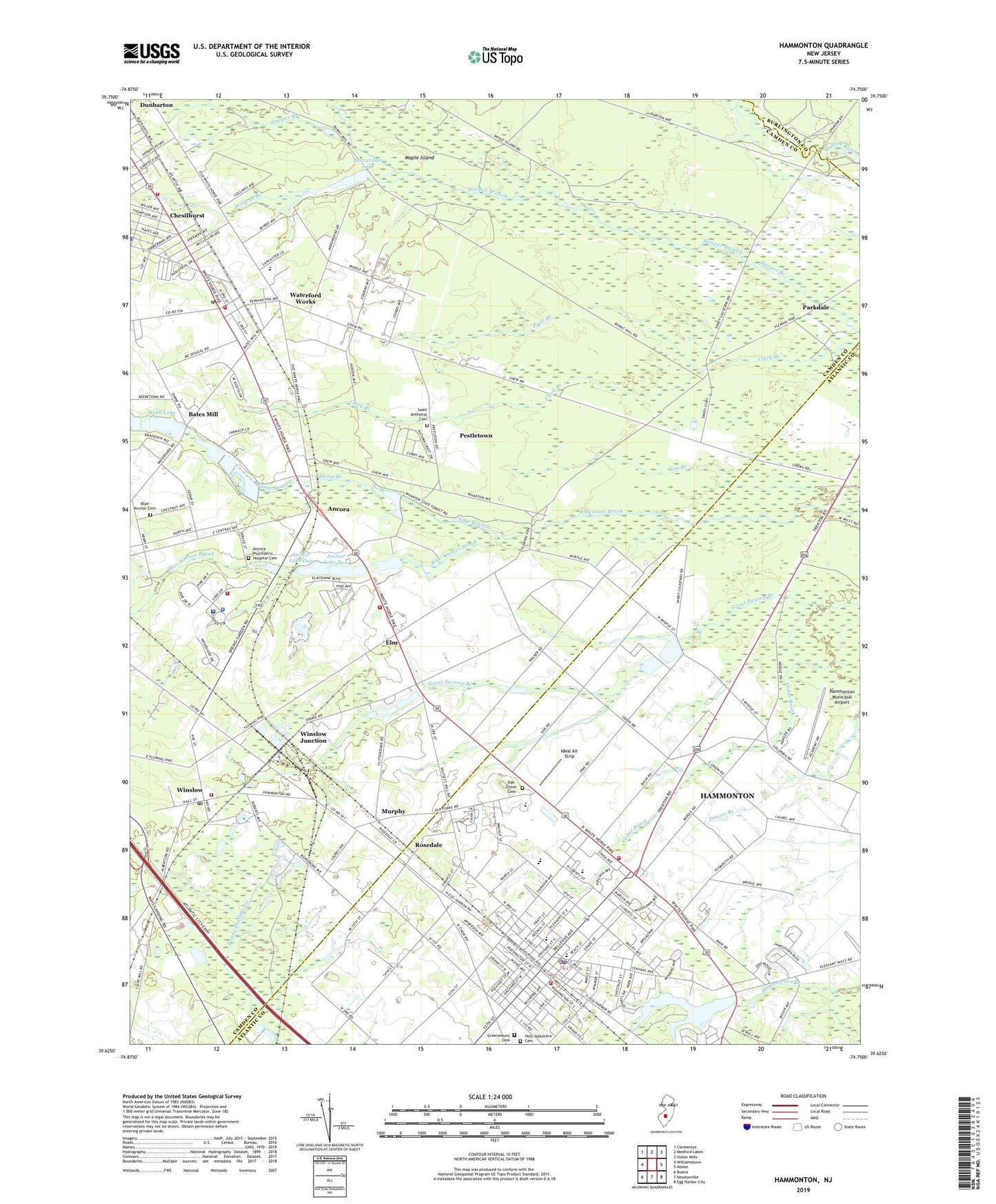Hammonton New Jersey US Topo Map Image