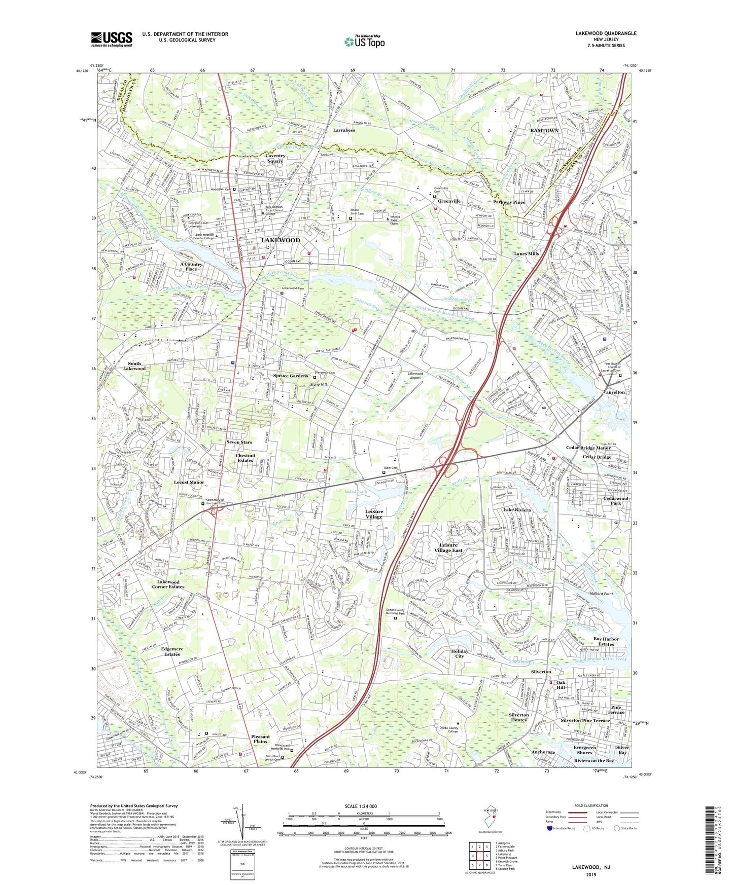 Lakewood New Jersey US Topo Map Image