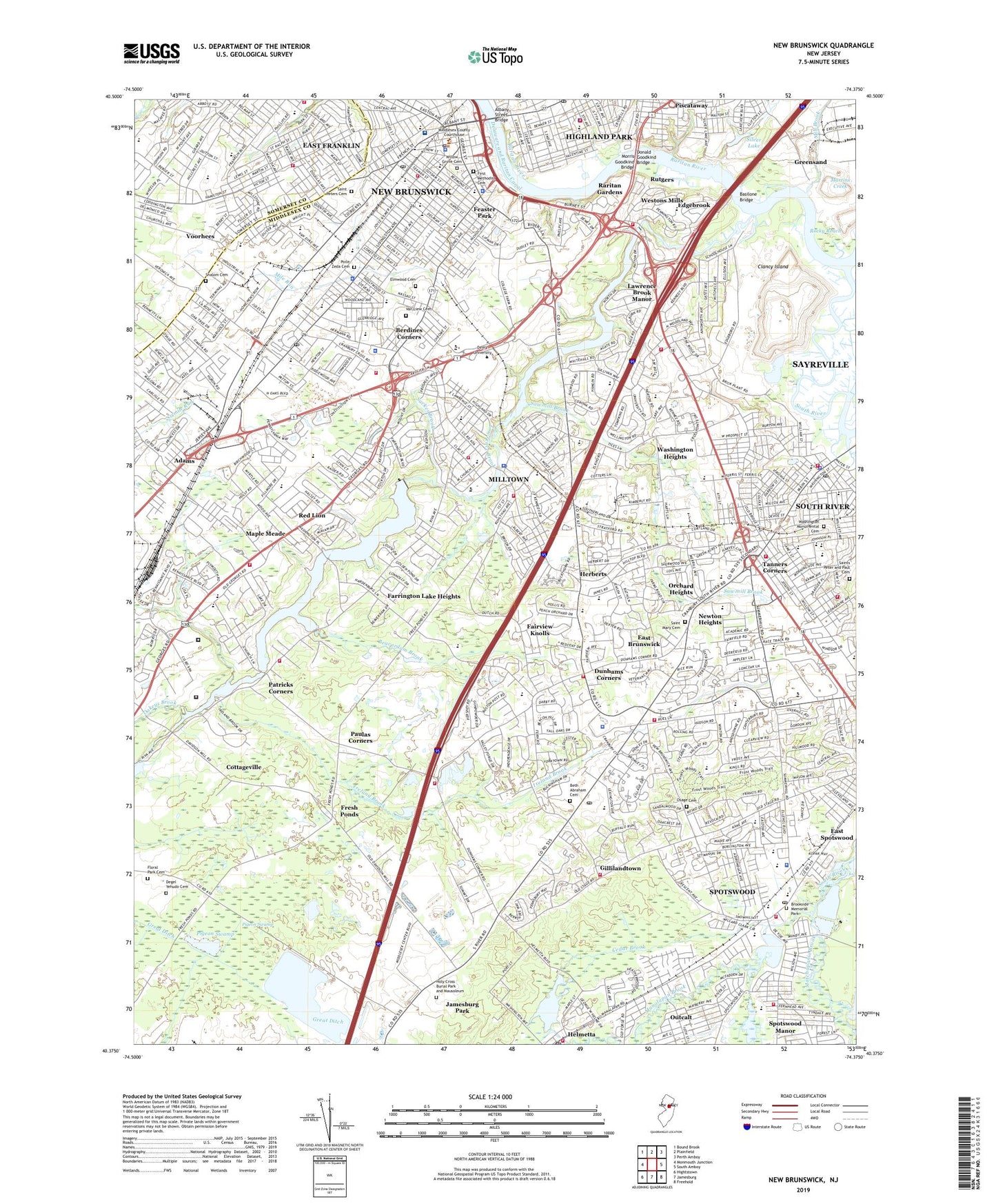 New Brunswick New Jersey US Topo Map Image