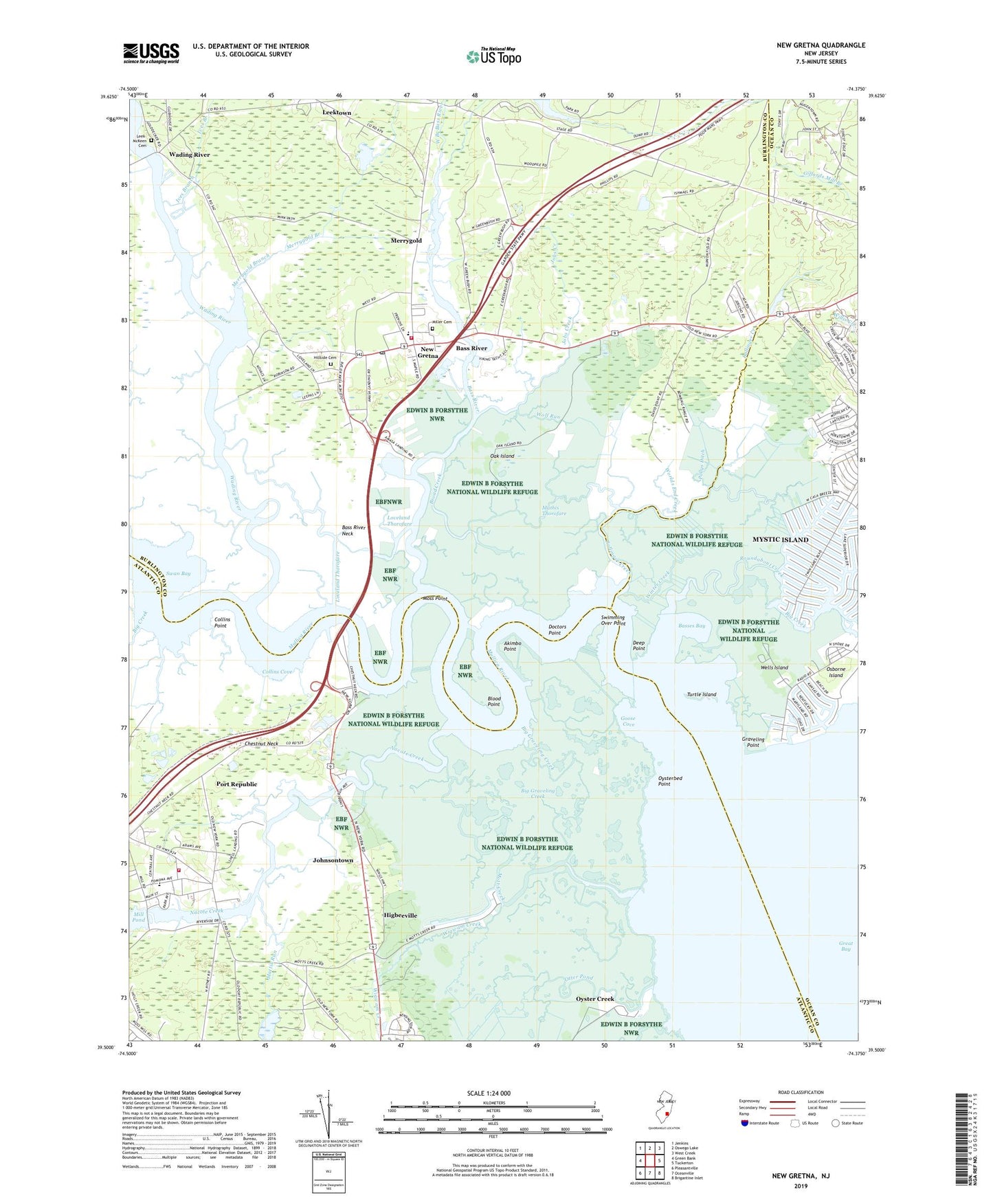 New Gretna New Jersey US Topo Map Image