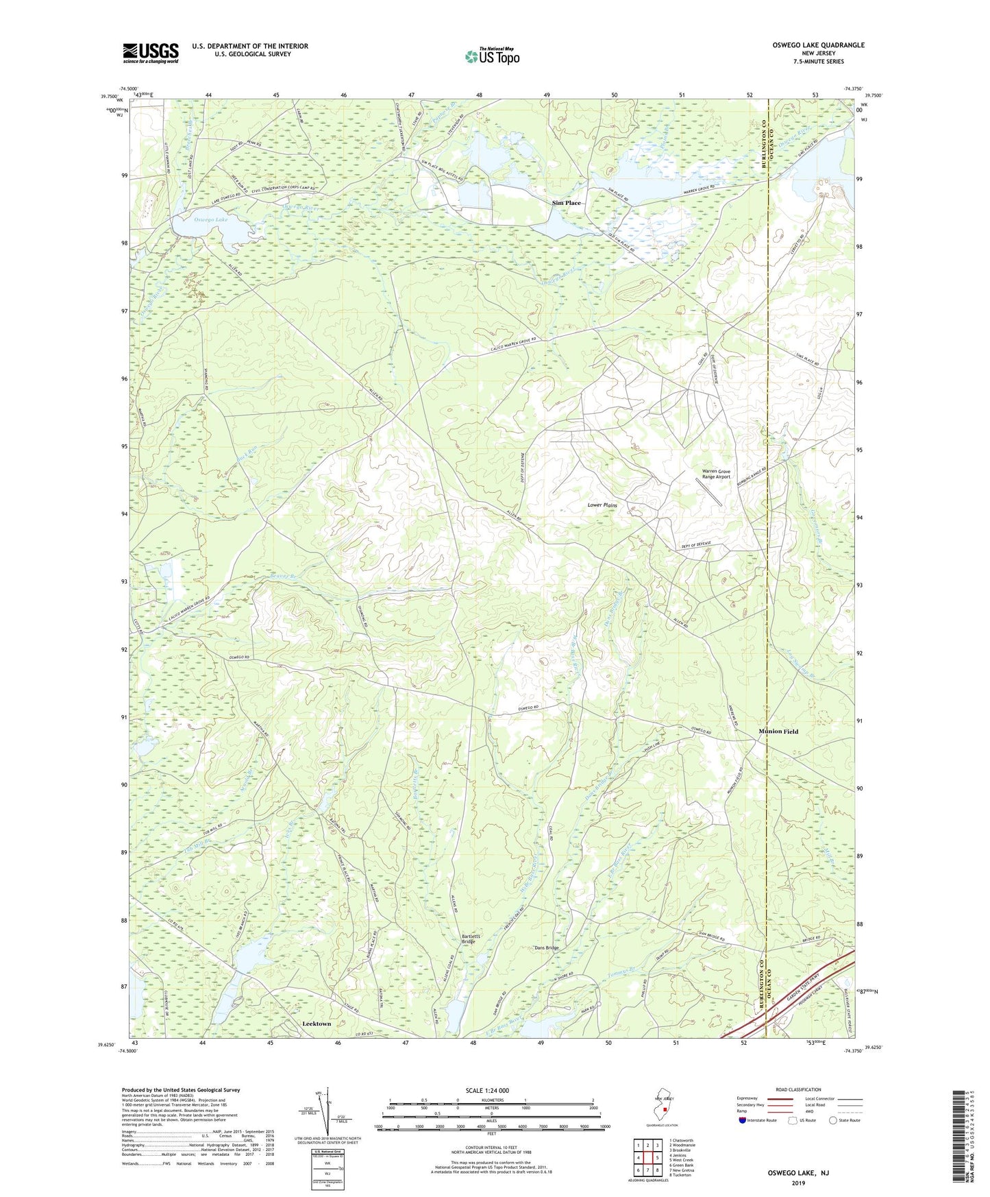 Oswego Lake New Jersey US Topo Map Image
