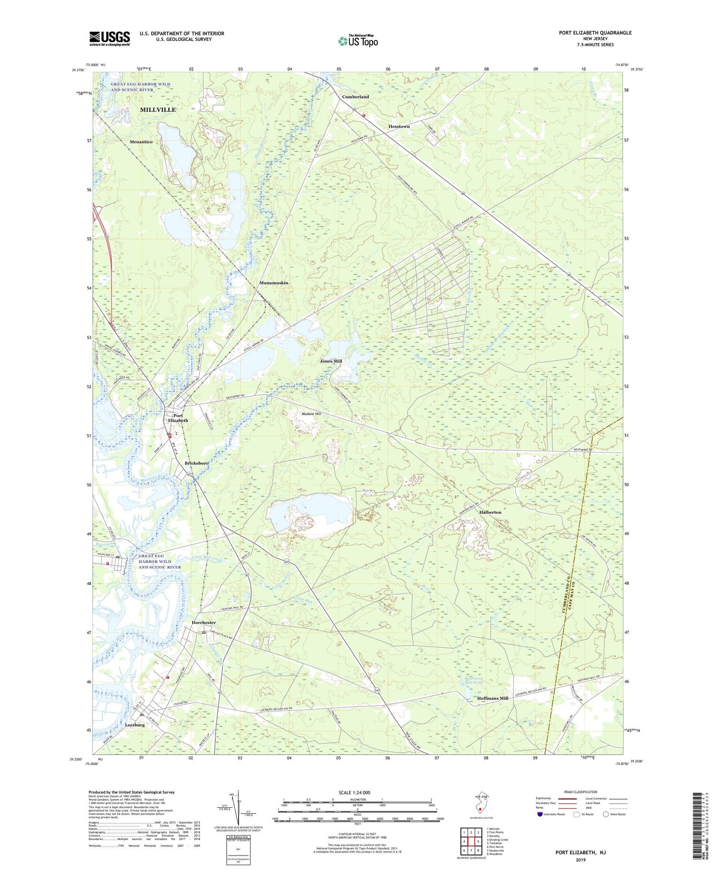 Port Elizabeth New Jersey US Topo Map Image