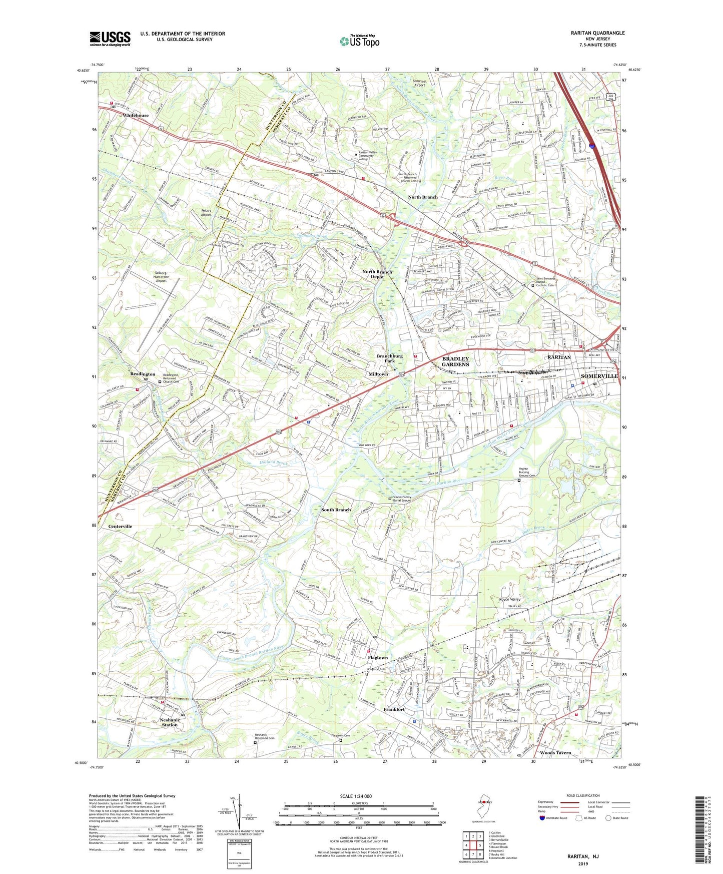 Raritan New Jersey US Topo Map Image