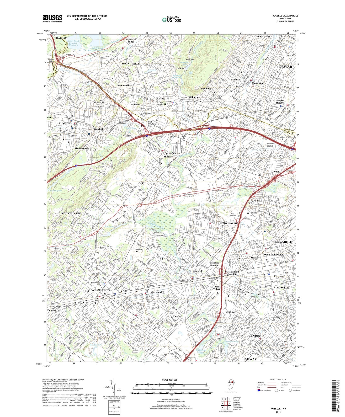 Roselle New Jersey US Topo Map Image
