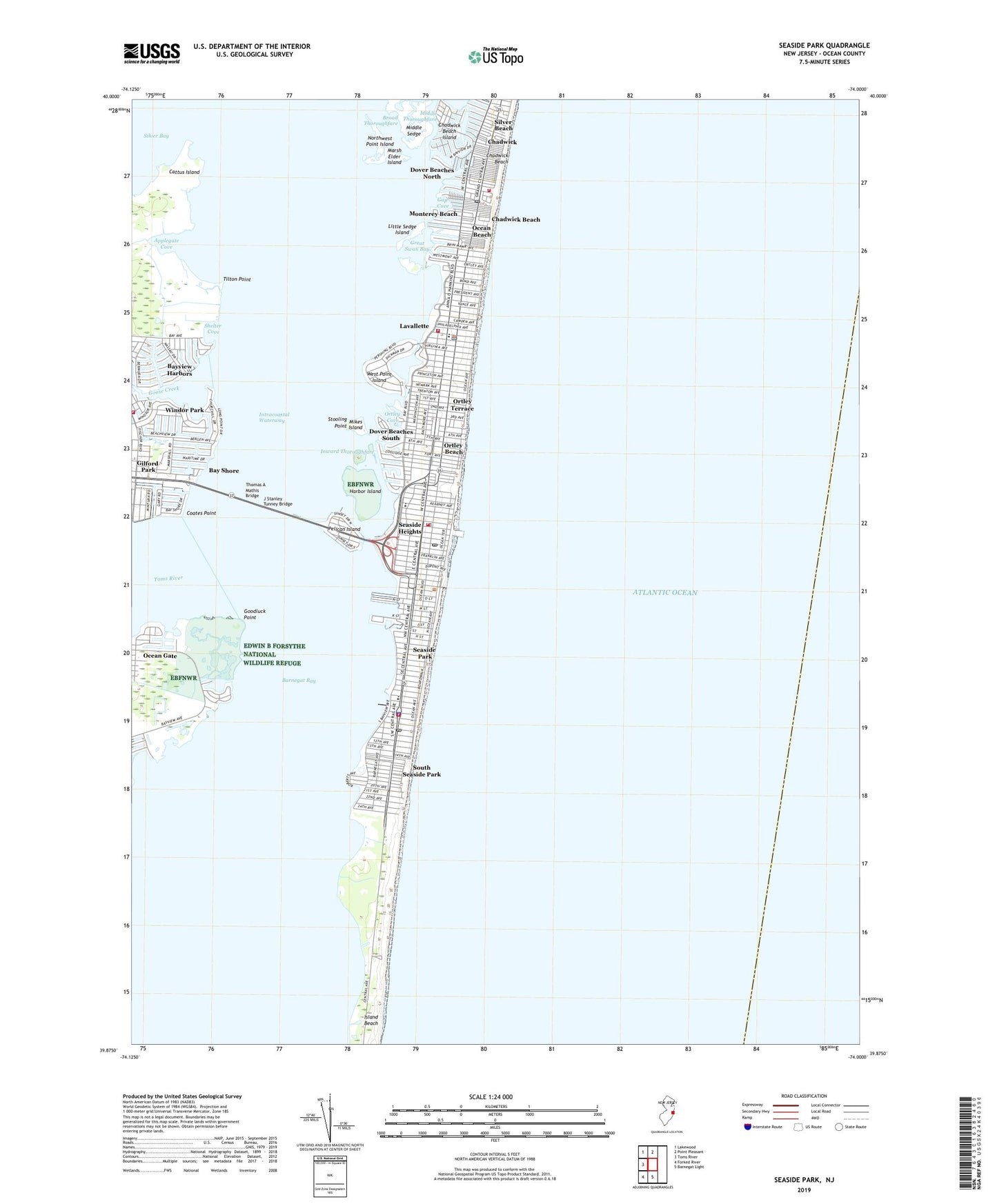 Seaside Park New Jersey US Topo Map Image