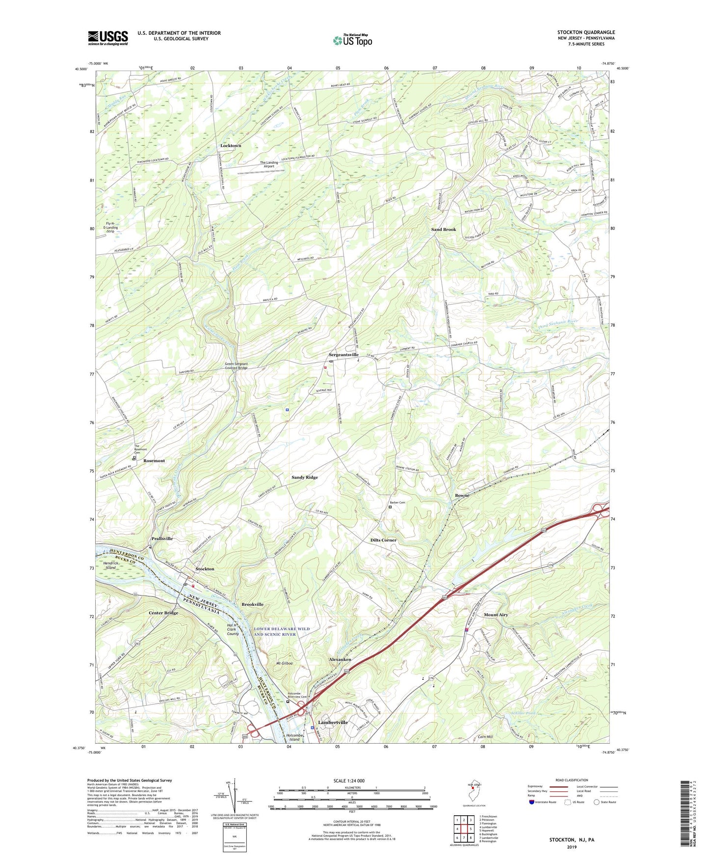 Stockton New Jersey US Topo Map Image