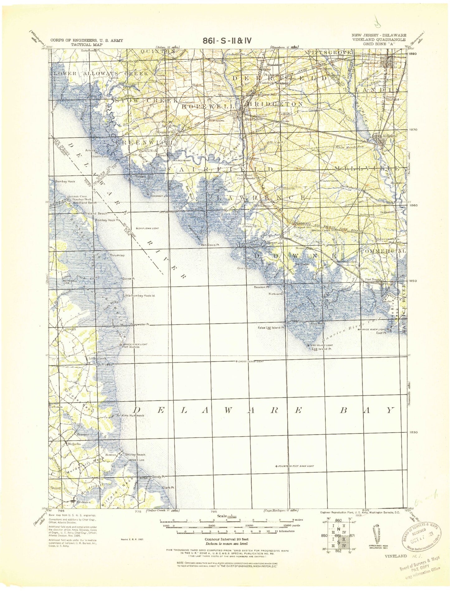 Historic 1919 Vineland New Jersey 30'x30' Topo Map Image