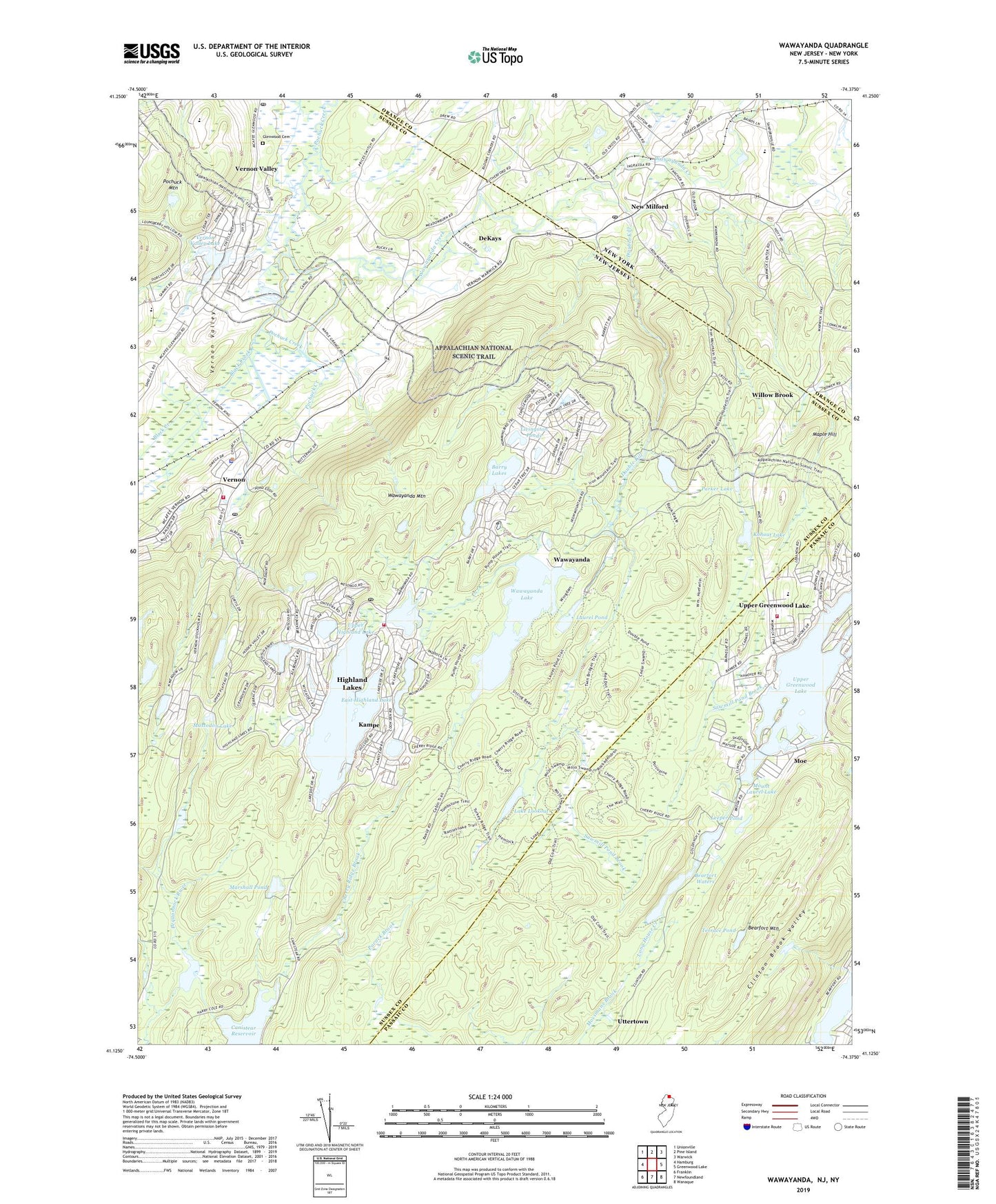 Wawayanda New Jersey US Topo Map Image