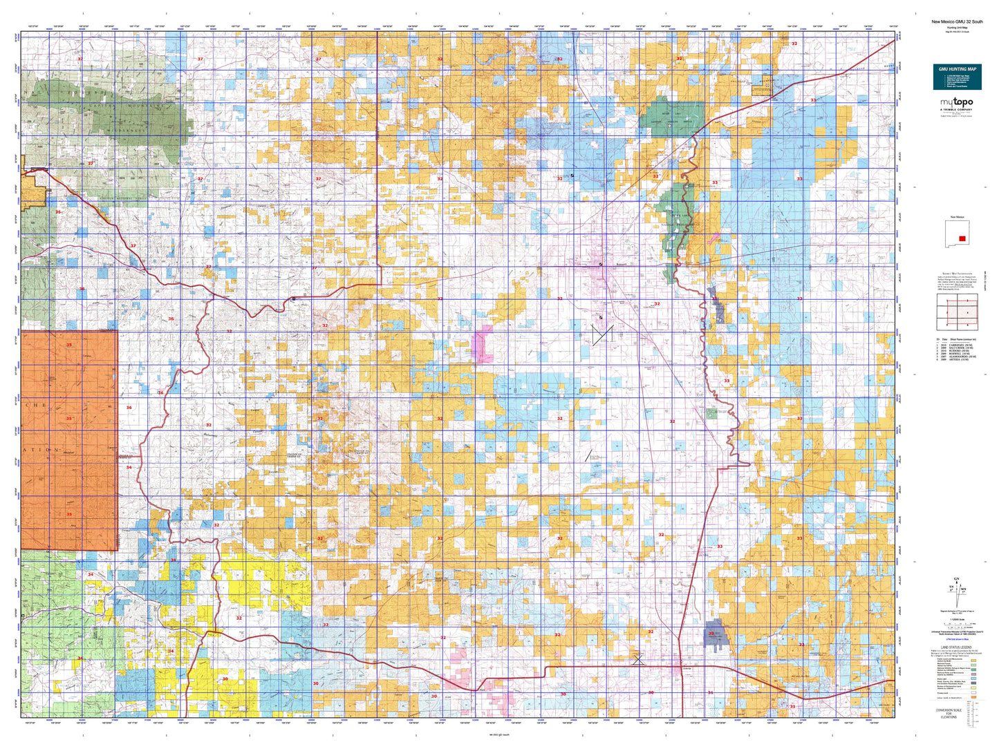 New Mexico GMU 32 South Map Image