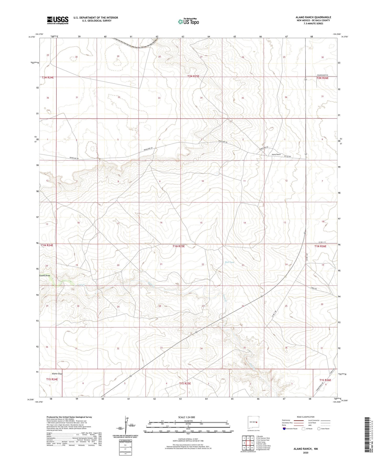 Alamo Ranch New Mexico US Topo Map Image