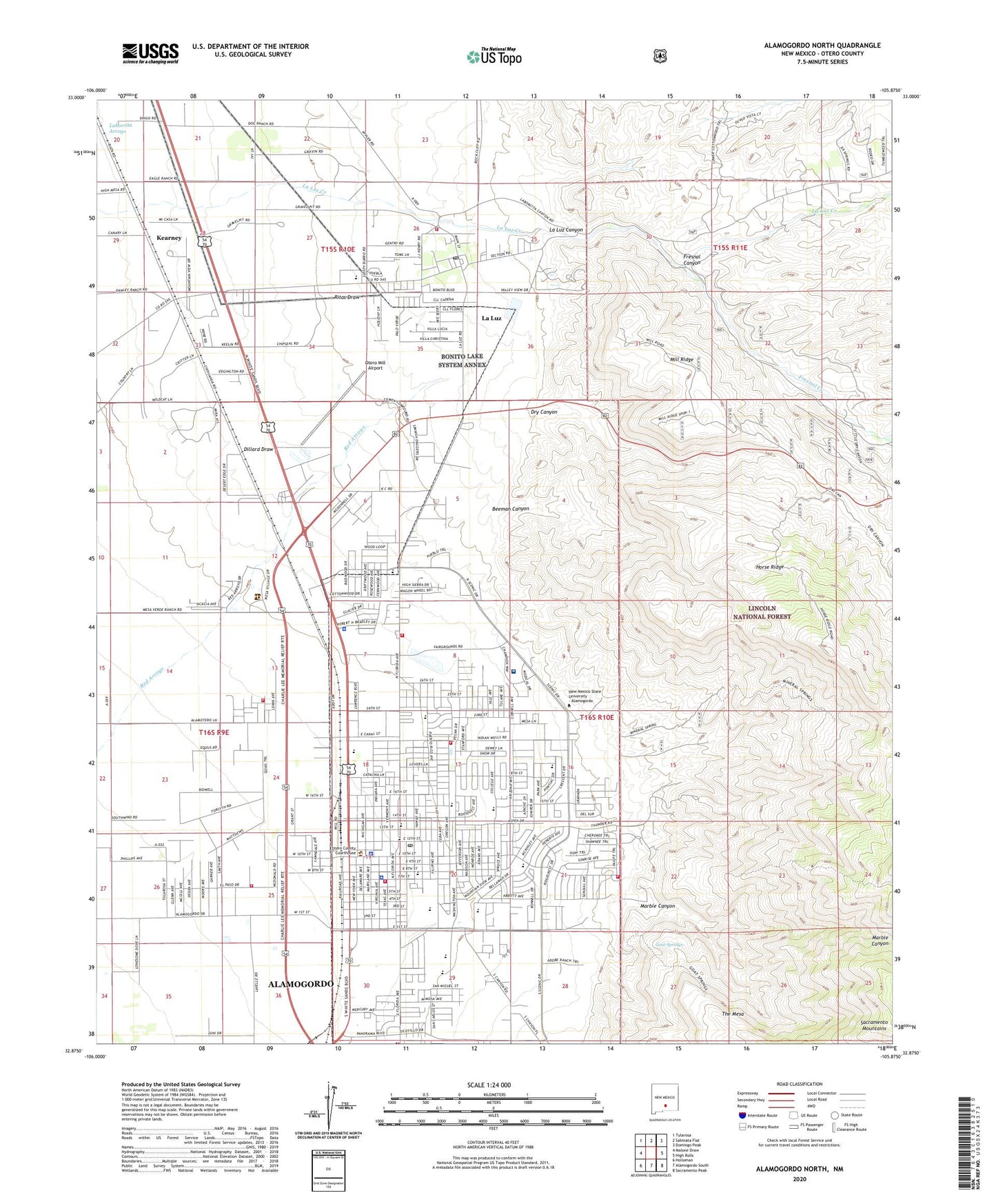 Alamogordo North New Mexico US Topo Map Image