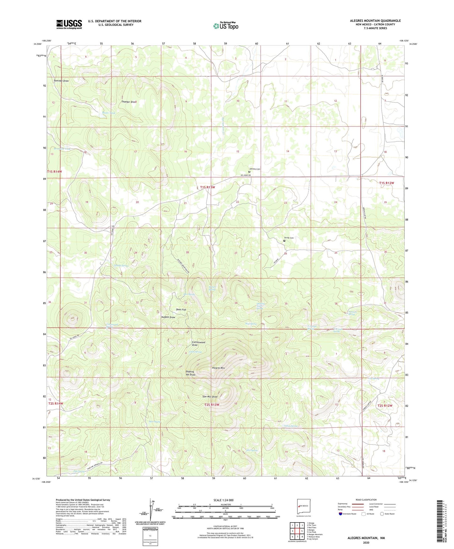 Alegres Mountain New Mexico US Topo Map Image
