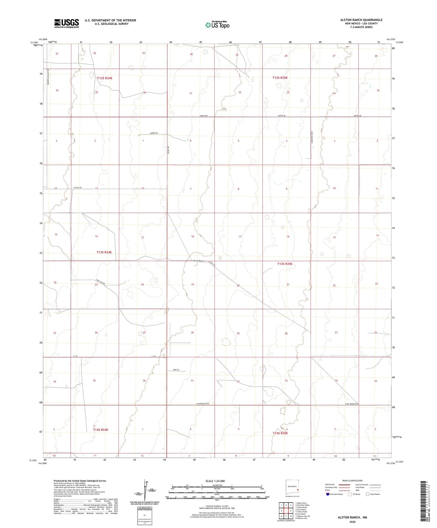 Alston Ranch New Mexico US Topo Map Image
