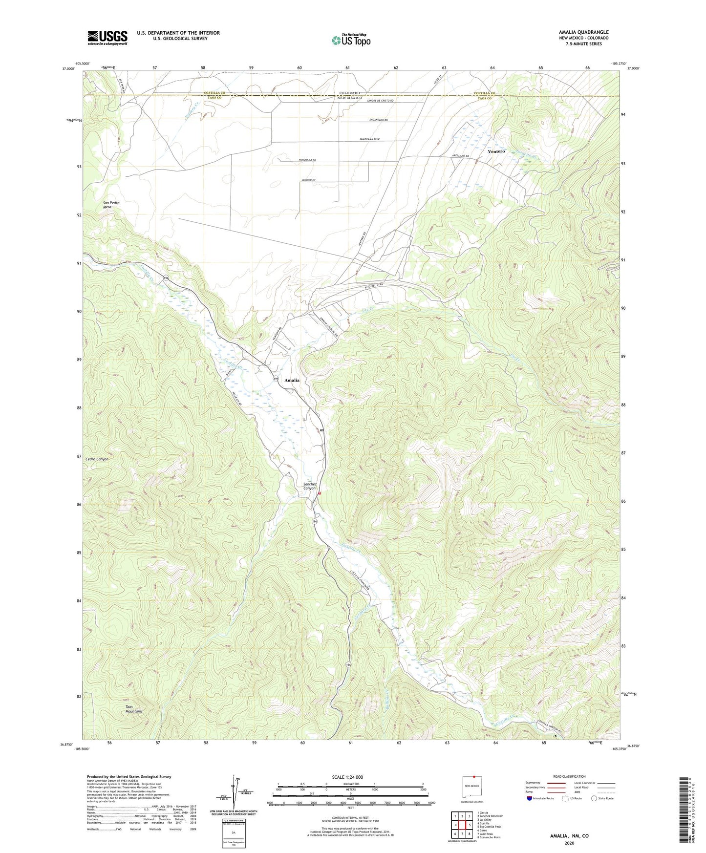Amalia New Mexico US Topo Map Image
