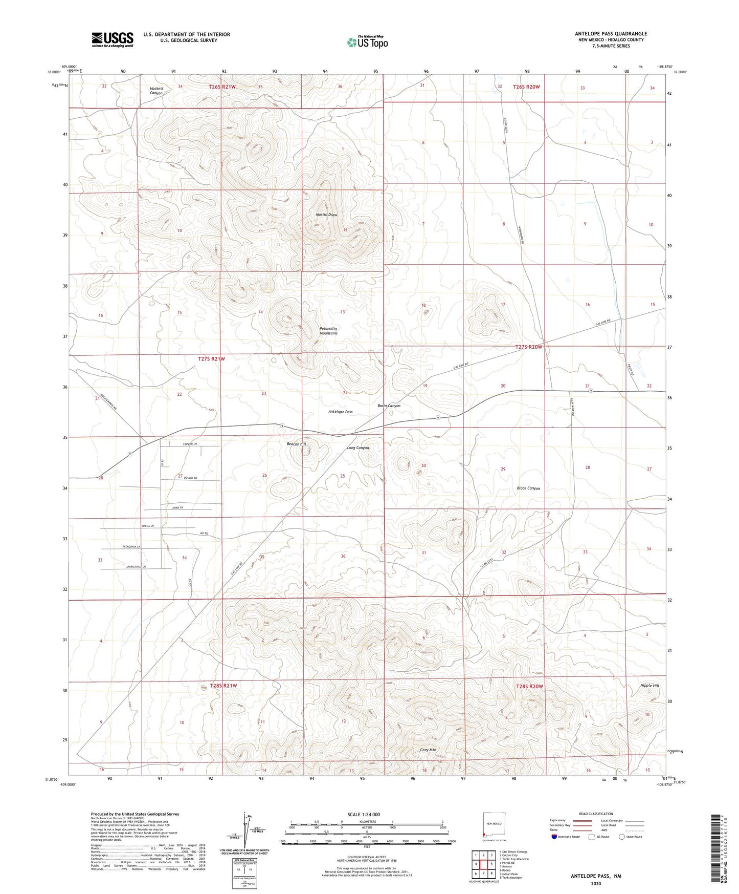 Antelope Pass New Mexico US Topo Map Image