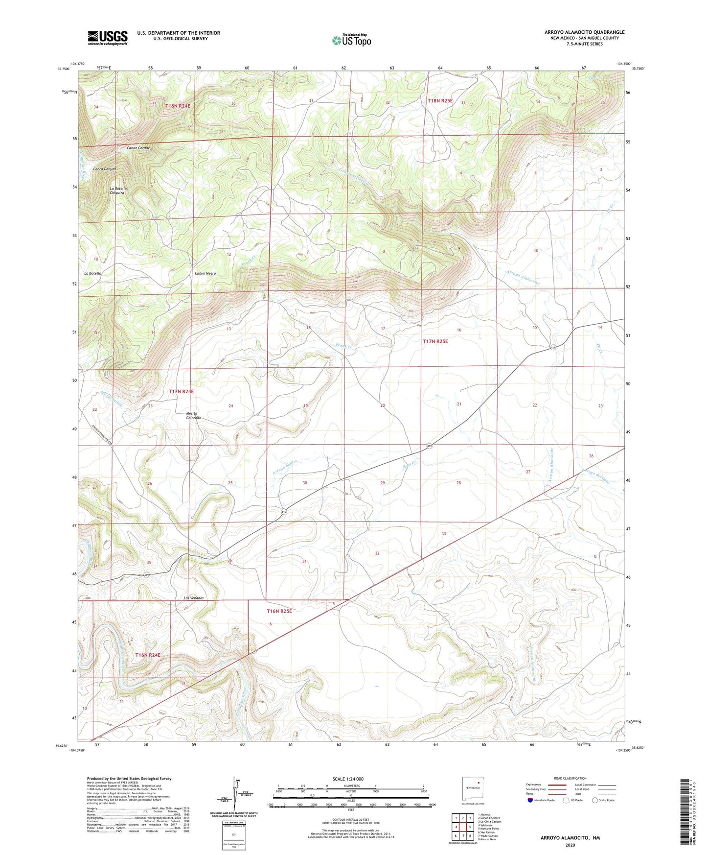 Arroyo Alamocito New Mexico US Topo Map Image