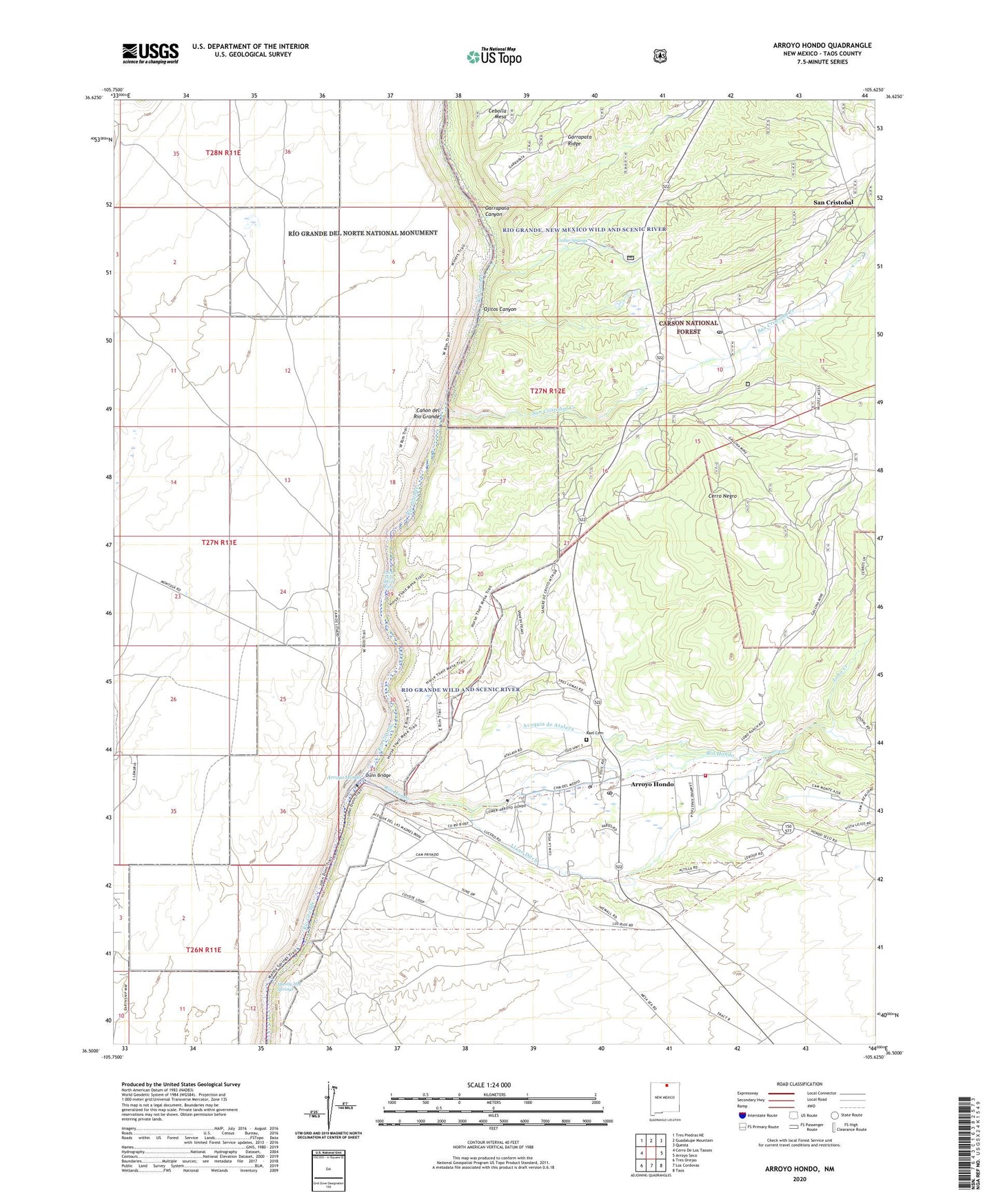 Arroyo Hondo New Mexico US Topo Map Image