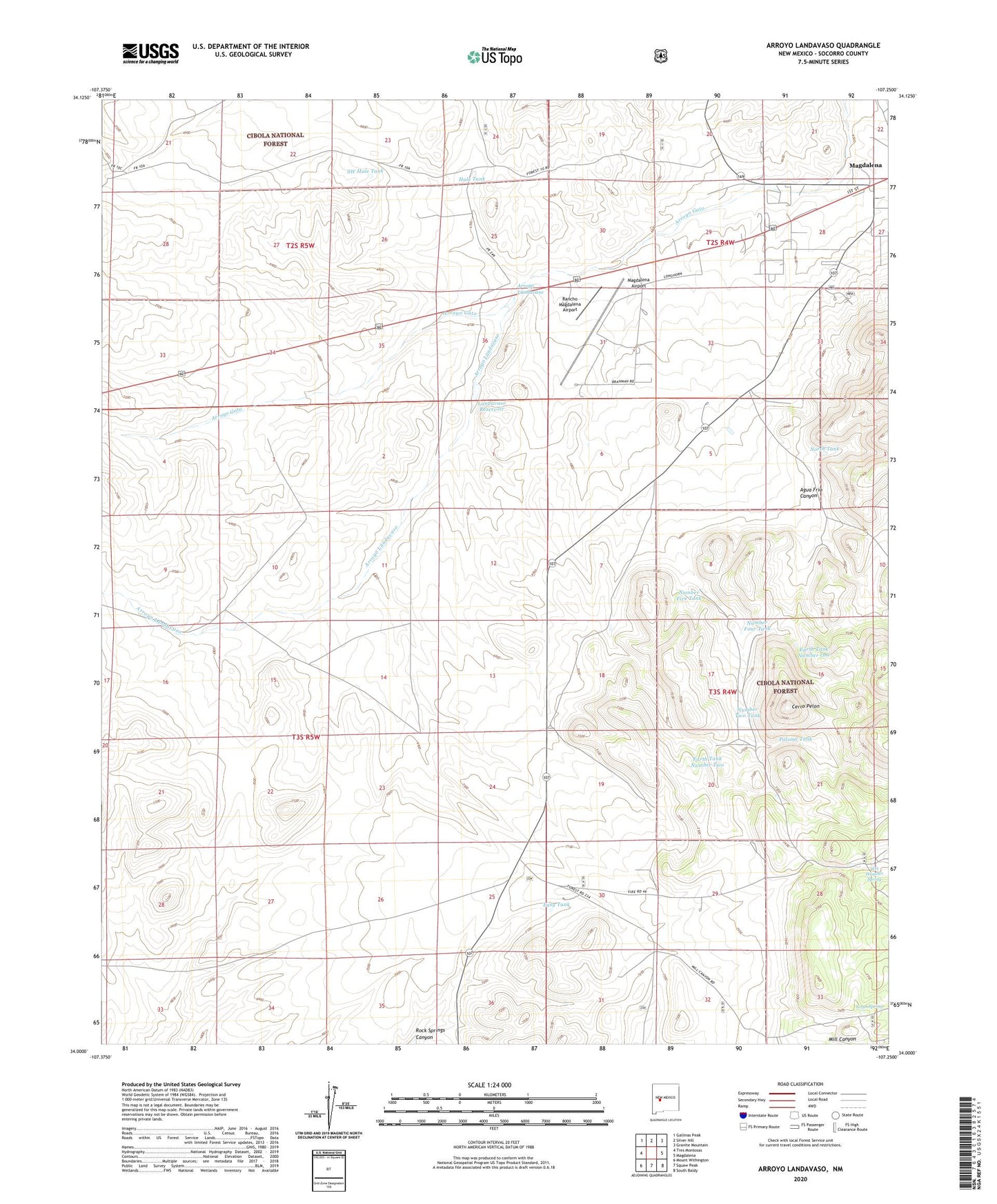Arroyo Landavaso New Mexico US Topo Map Image