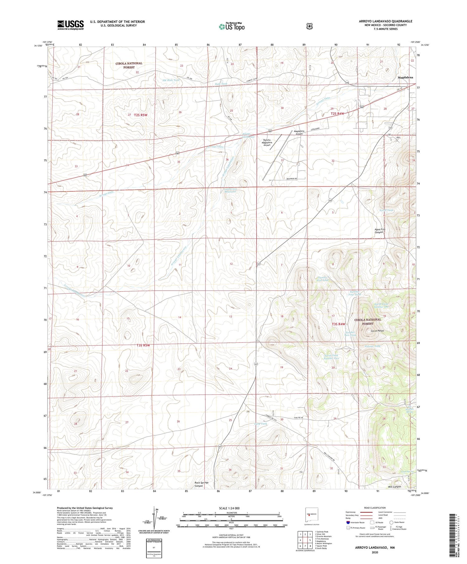 Arroyo Landavaso New Mexico US Topo Map Image